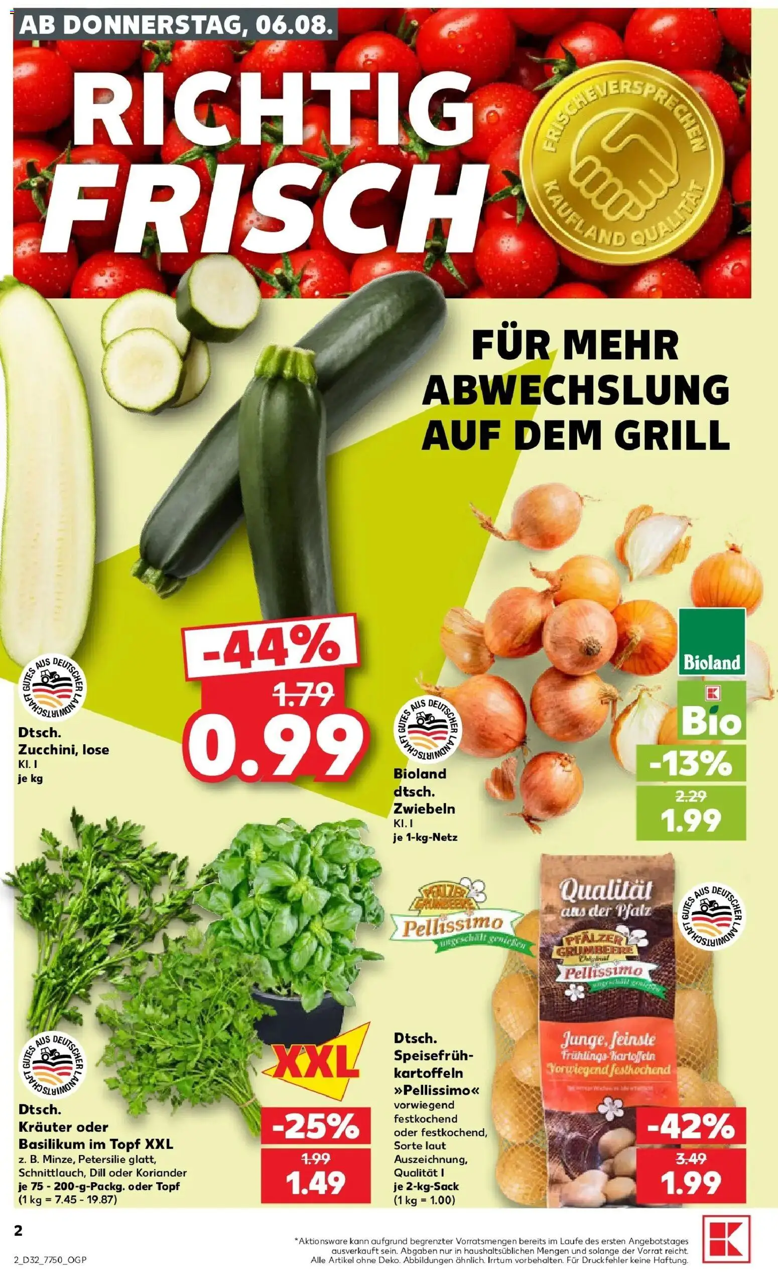 Kaufland Prospekt Rees – gültig ab 06.08.2026 | Seite: 2 | Produkte: Grill, Kartoffeln, Zwiebeln, Petersilie