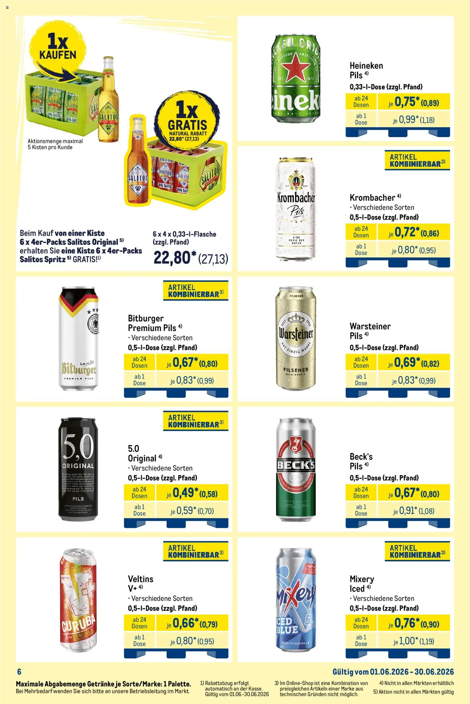 Metro Monats-Mix – gültig ab 01.06.2026 | Seite: 6 | Produkte: Warsteiner, Krombacher, Mixery, Veltins