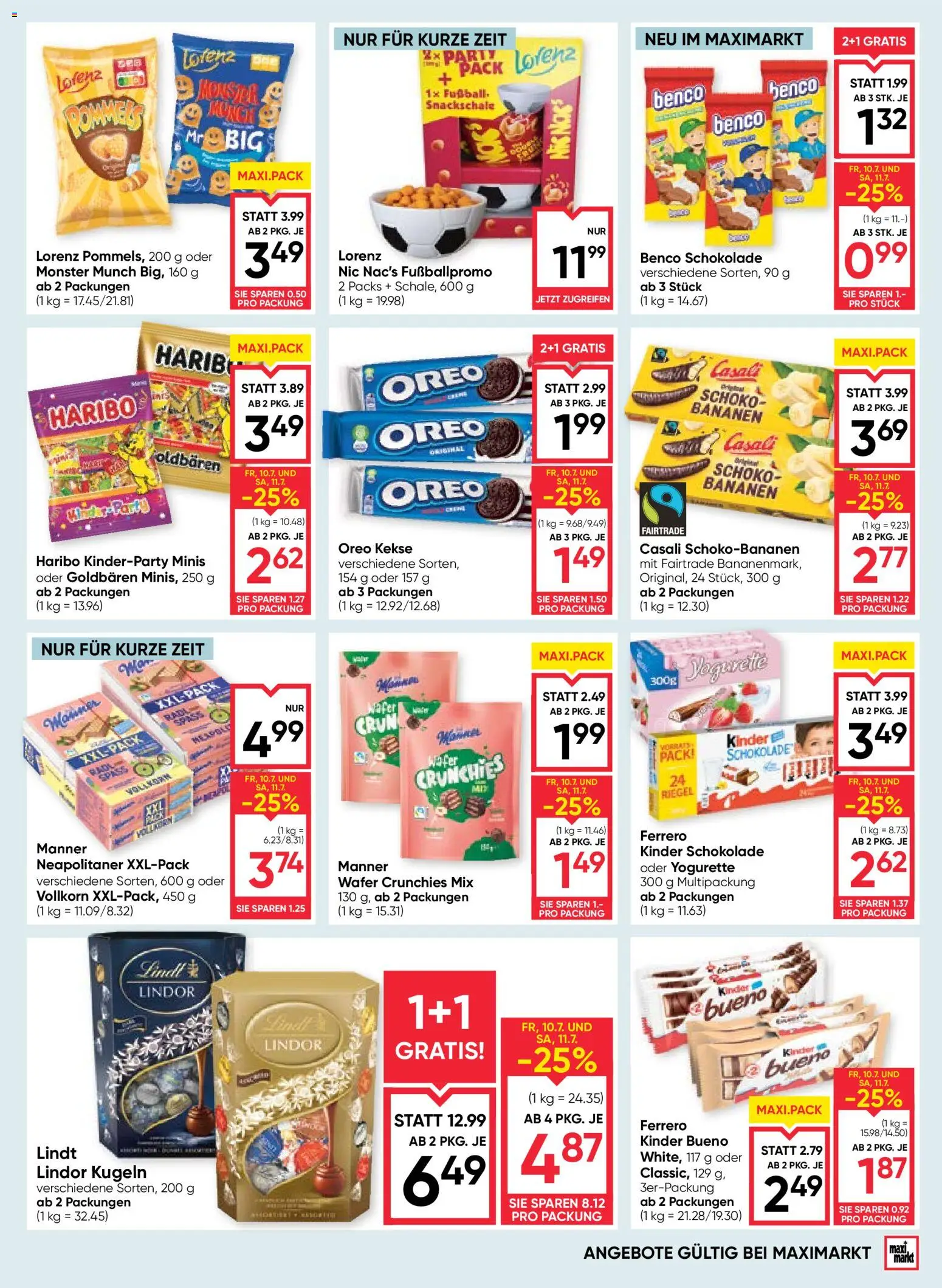 Maximarkt Flugblatt gültig ab 09.07.2026 | Seite: 11 | Produkte: Kekse, Schokolade, Bananen