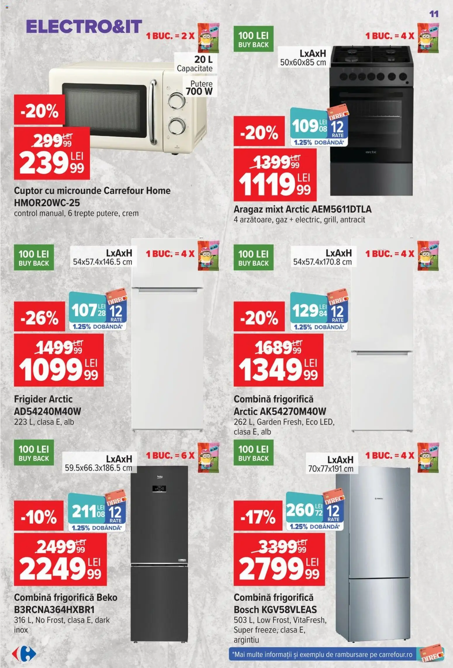 Noul catalog Carrefour – valabil de la 23.09.2026 | Pagină: 11 | Produse: Cuptor, Cuptor Cu Microunde, Aragaz, Combină frigorifică