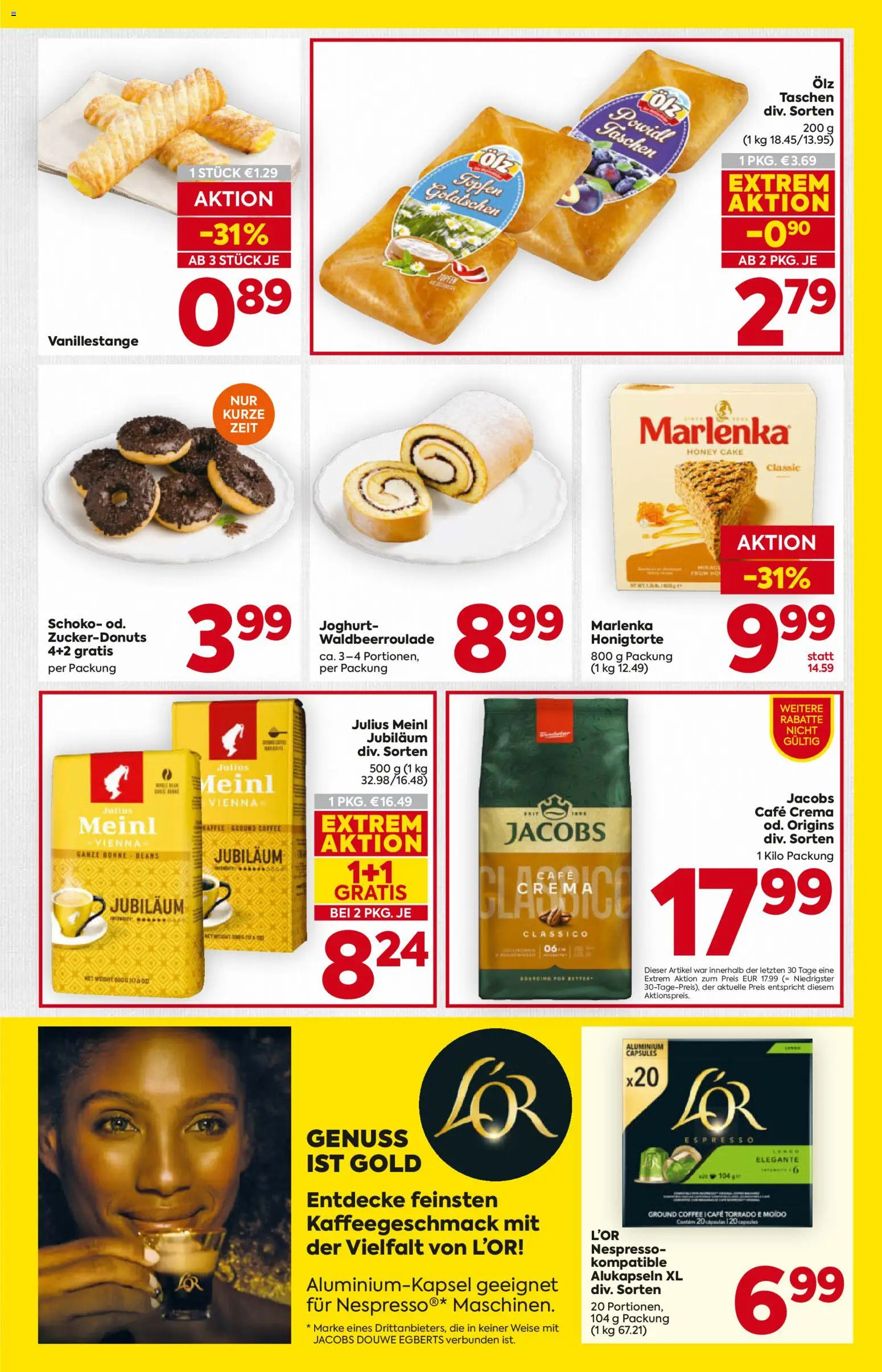 Billa AT akciós ujság - amely érvényes a következő dátumtól: 2026.09.17. | Oldal: 11 | Termékek: Nespresso, Marlenka, Joghurt