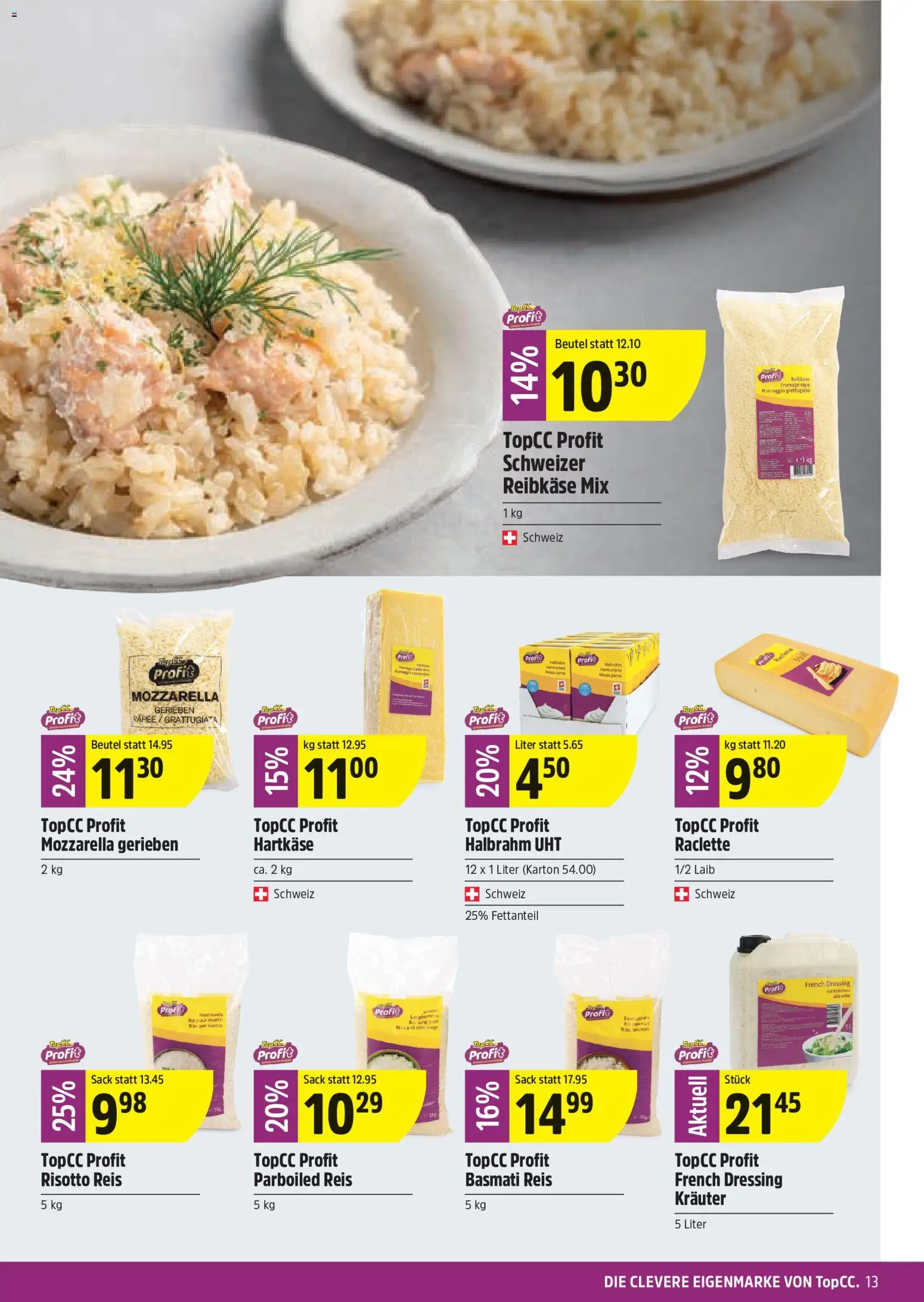 TopCC aktionen – gültig ab 10.08.2026 | Seite: 13 | Produkte: Dressing, Reis, Raclette