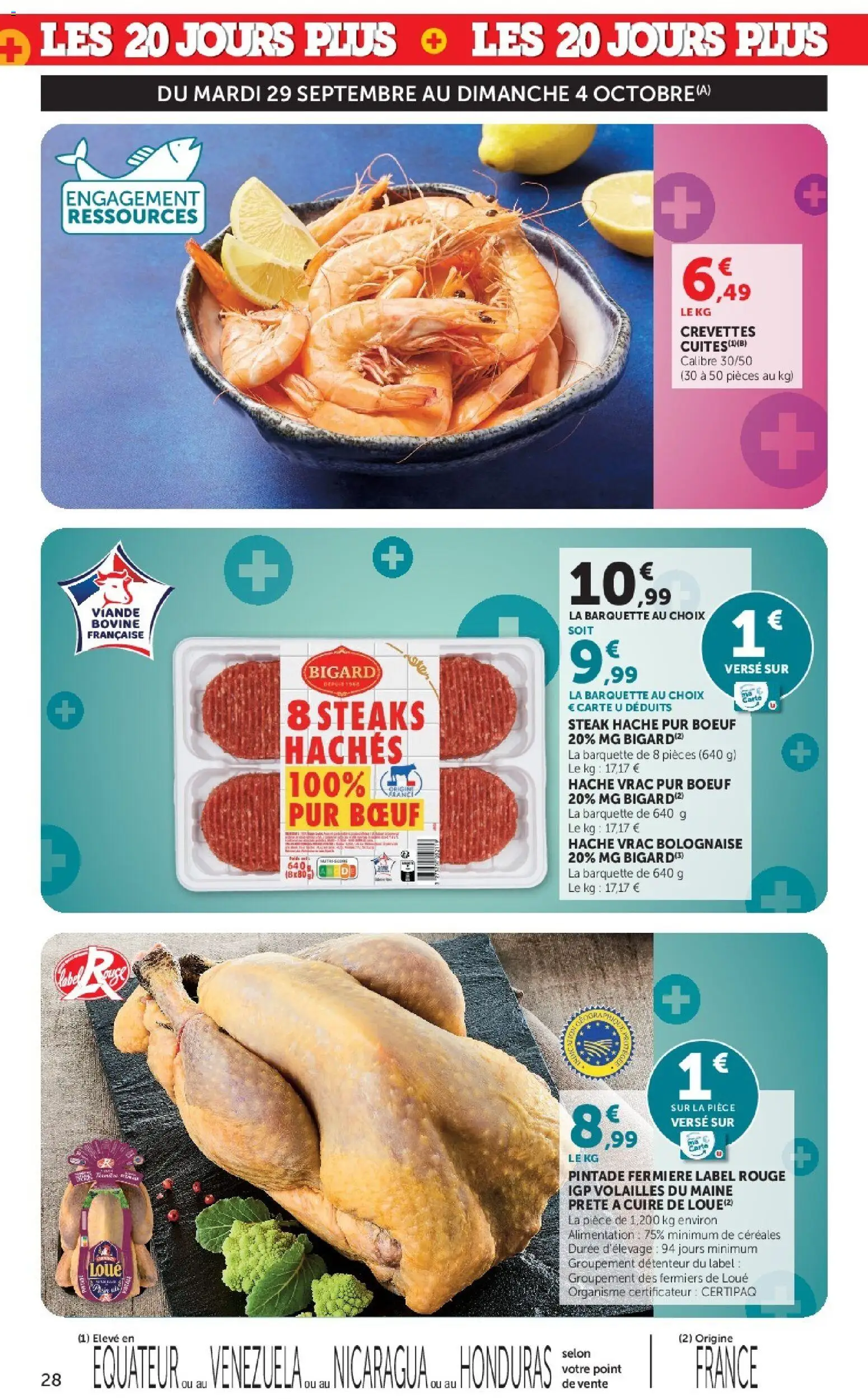 {H1} | Page: 28 | Produits: Steak, Alimentation, Pintade, Viande