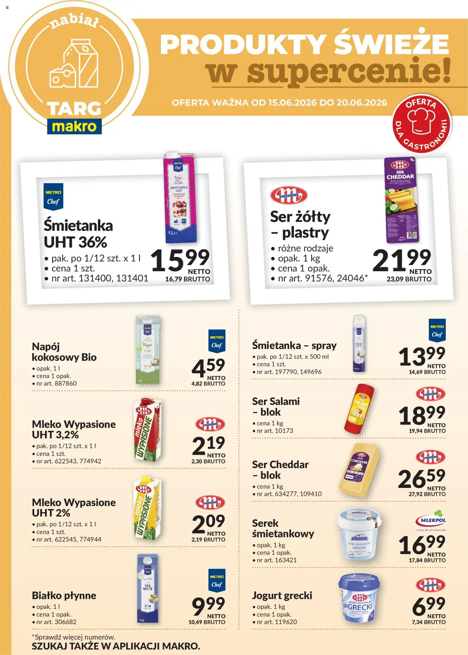 Makro gazetka - Produkty świeże w supercenie od 15.06.2026 | Strona: 3 | Produkty: Ser żółty, Serek, Salami, Cheddar