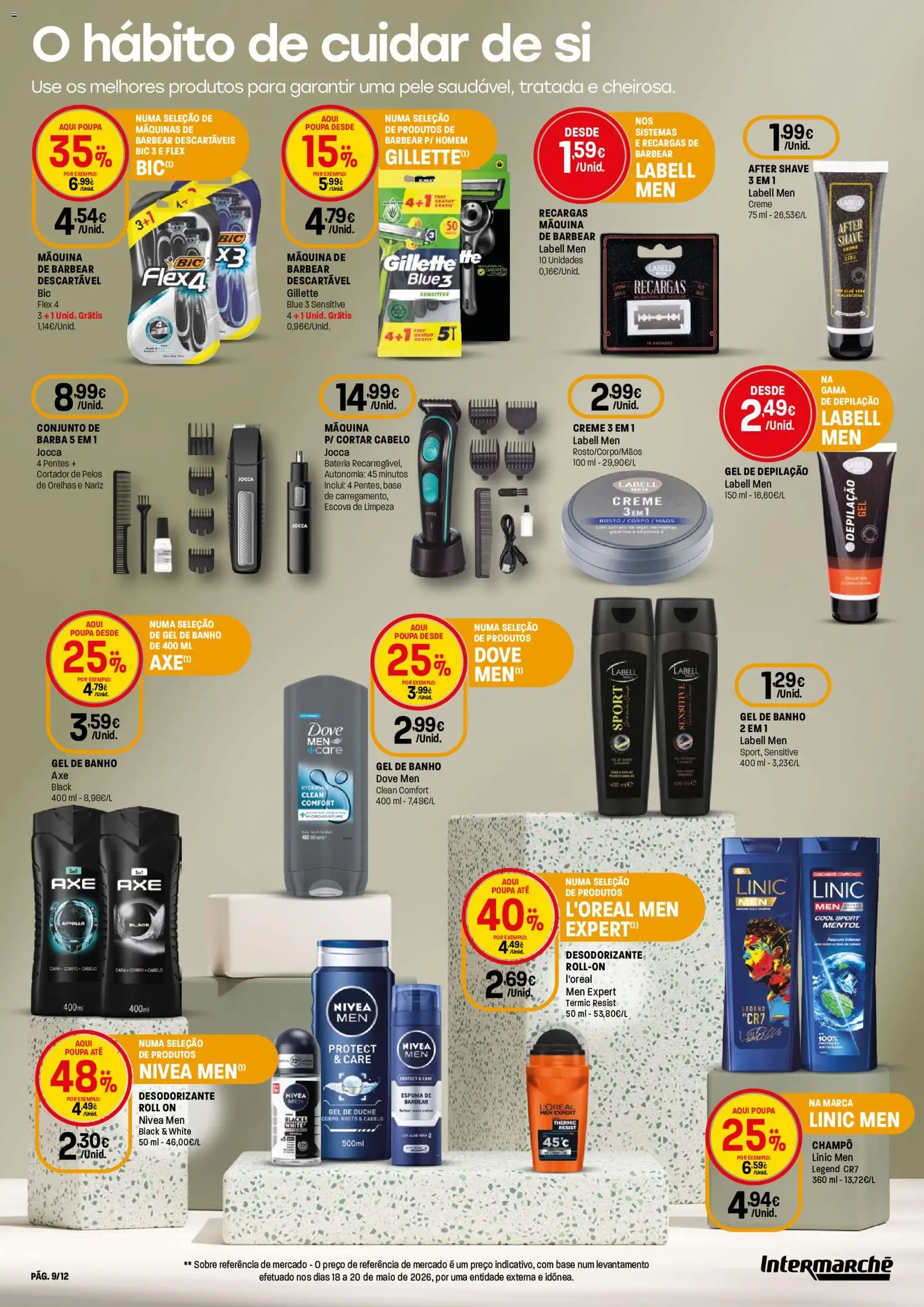 Intermarché folheto Super │ válido de 02/07/2026 | Página: 9 | Produtos: Cortador, Gel de banho, Desodorizante, Creme