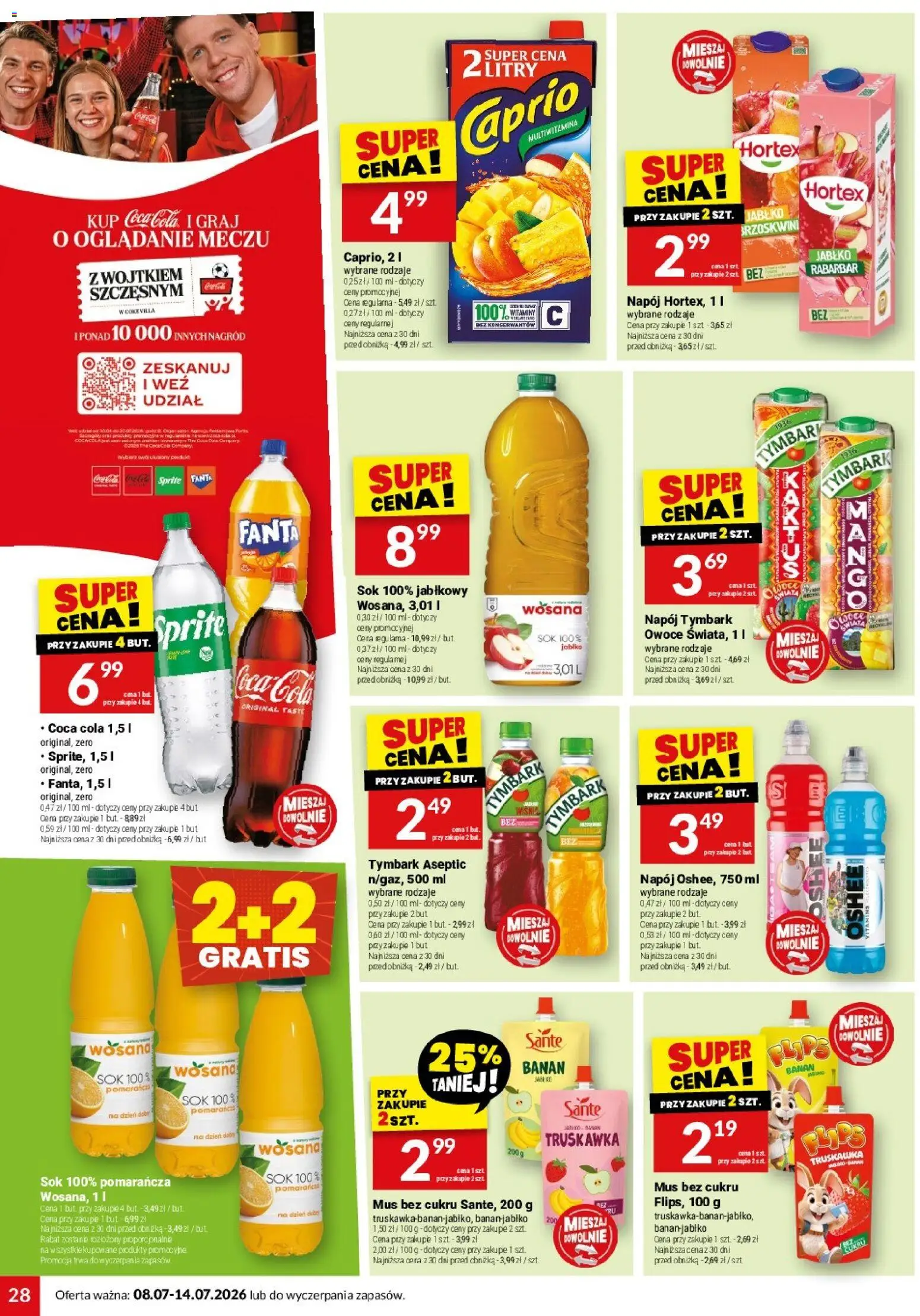 Twój Market gazetka od 08.07.2026 | Strona: 28 | Produkty: Sprite, Coca cola, Sok, Owoce