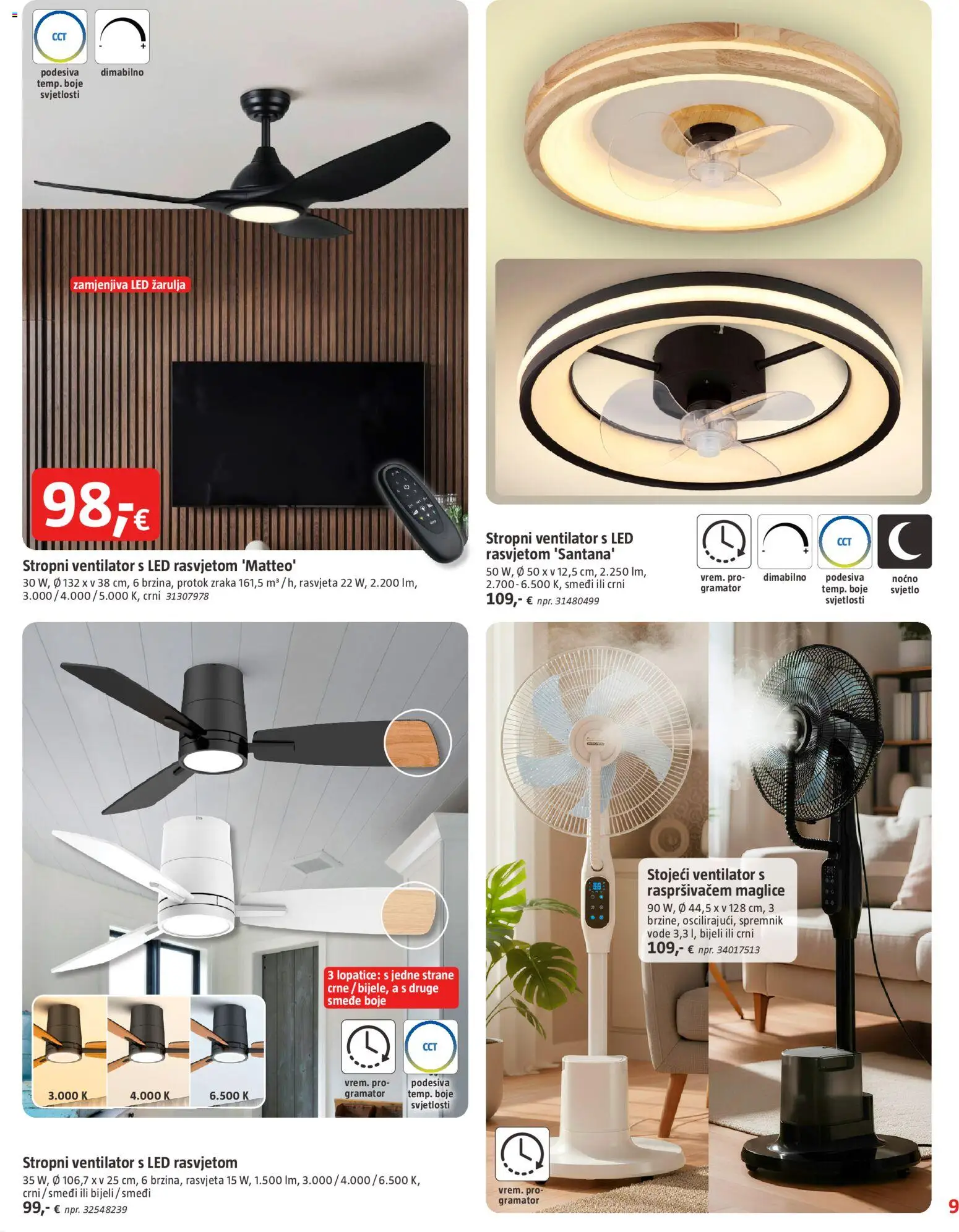 Bauhaus katalog | vrijedi od 15.07.2026 | Stranica: 9 | Proizvodi: Ventilator, Stropni ventilator, Rasvjeta