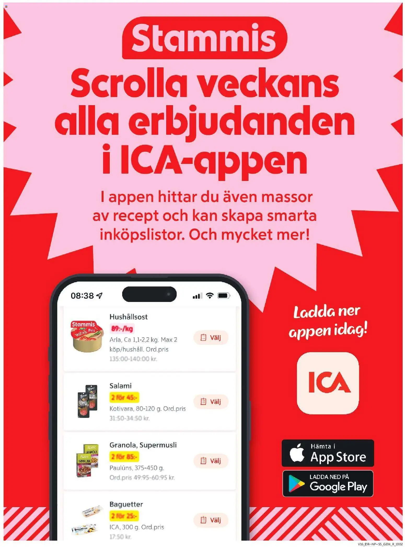 ICA Supermarket reklamblad aktuell från 13.04.2026 | Sida: 6 | Produkter: Hushållsost, Salami, Granola