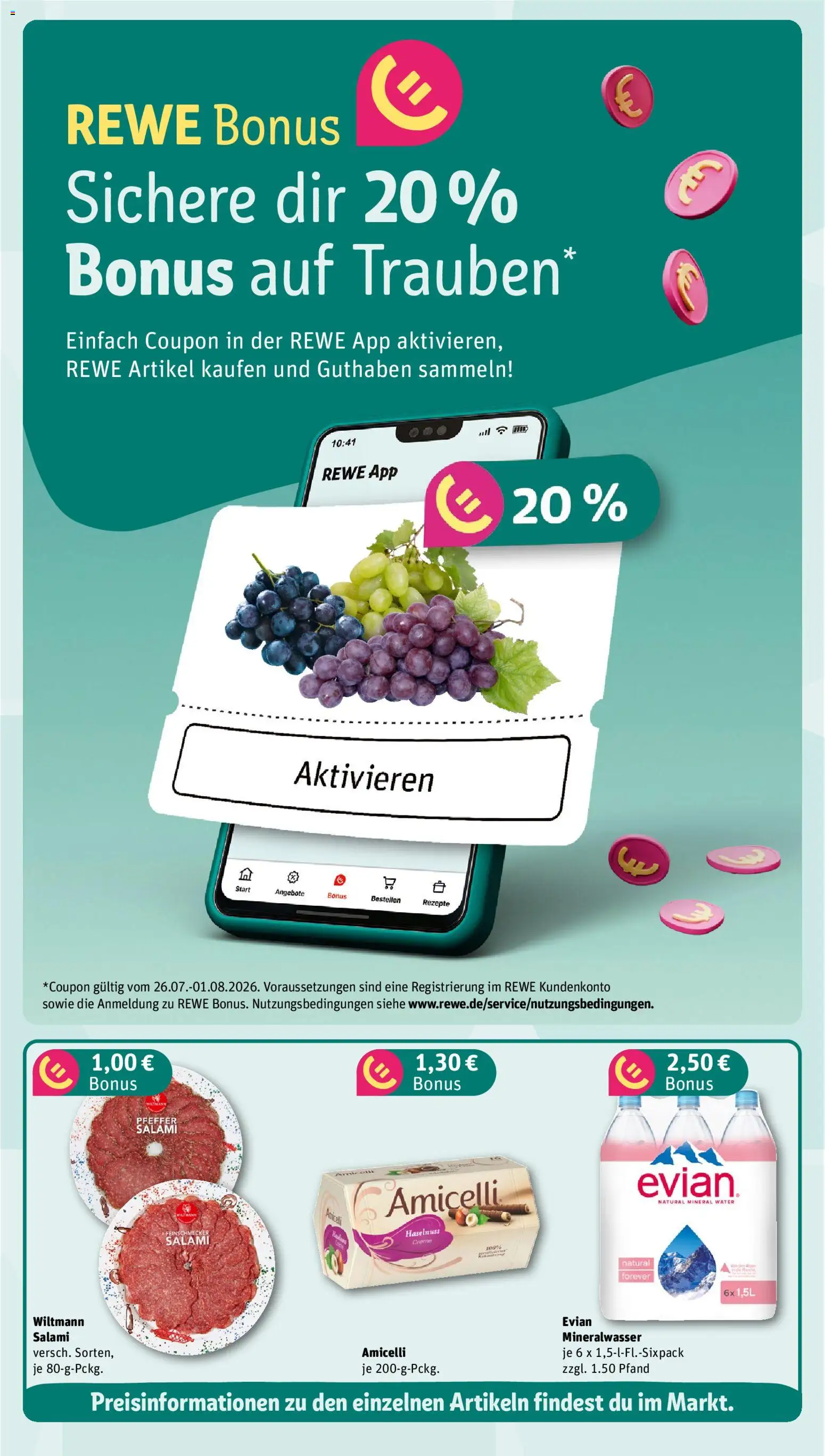 Rewe Prospekt – gültig ab 27.07.2026 | Seite: 3 | Produkte: Mineralwasser, Creme, Salami