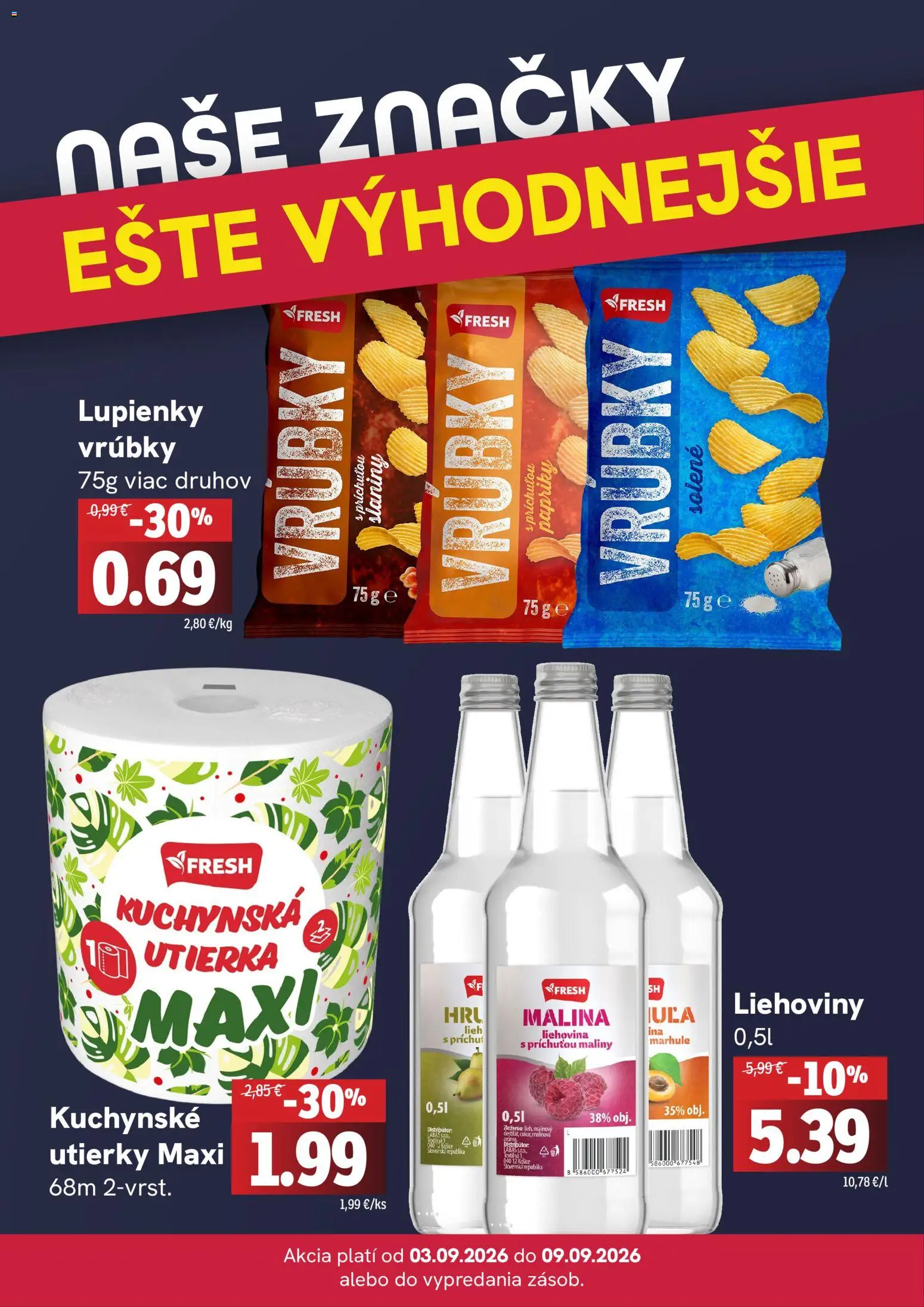 Nové Fresh akcie – leták je platný od 03.09.2026 | Strana: 4 | Produkty: Republica, Utierky, Marhule, Maliny