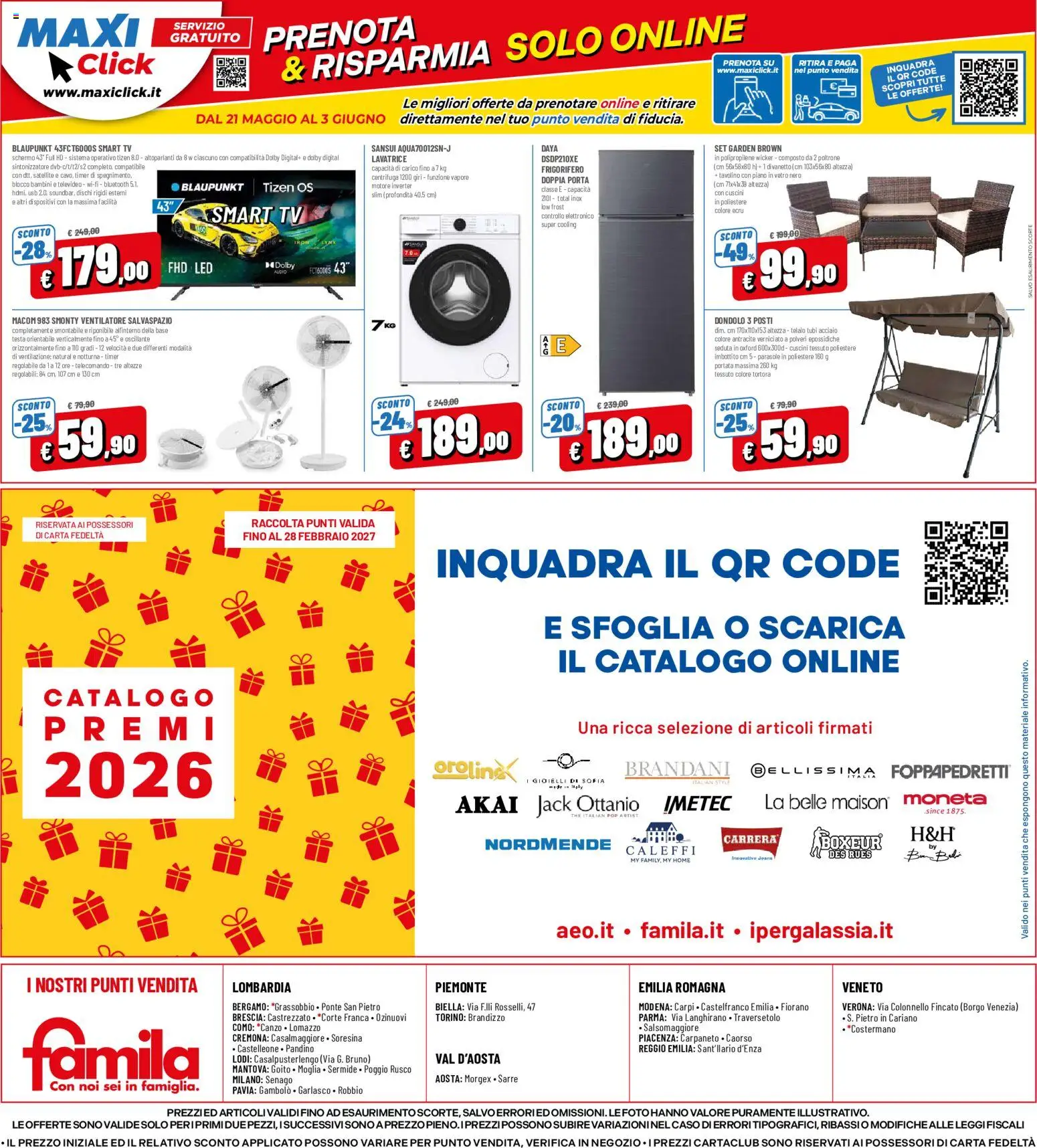 Volantino Famila del 21.05.2026 | Pagina: 24 | Prodotti: Jeans, Lavatrice, Audio, Frigorifero
