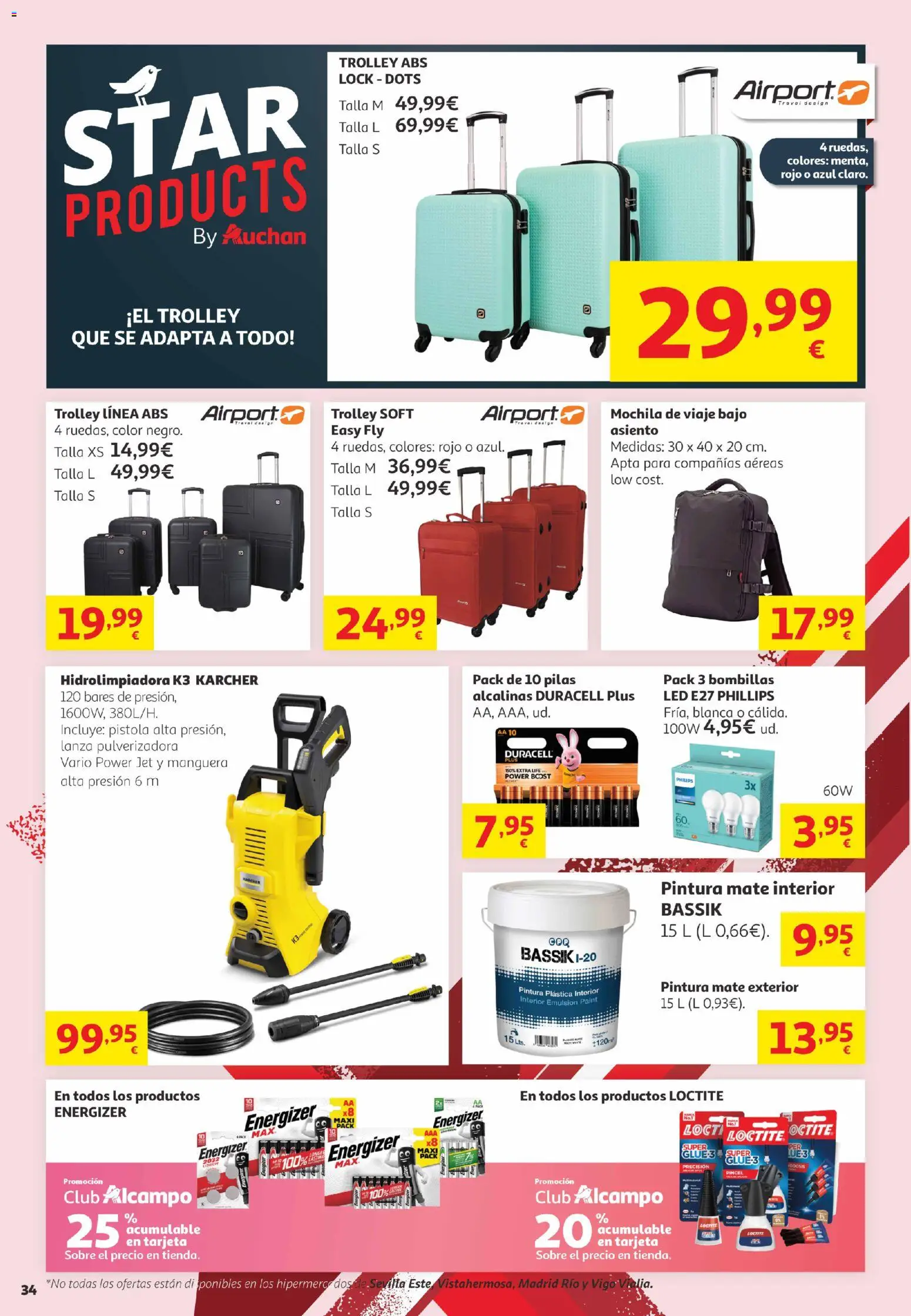 Alcampo Canarias │ válido desde el 02.06.2026 | Página: 34 | Productos: Hidrolimpiadora, Manguera, Mochila, Pintura plástica