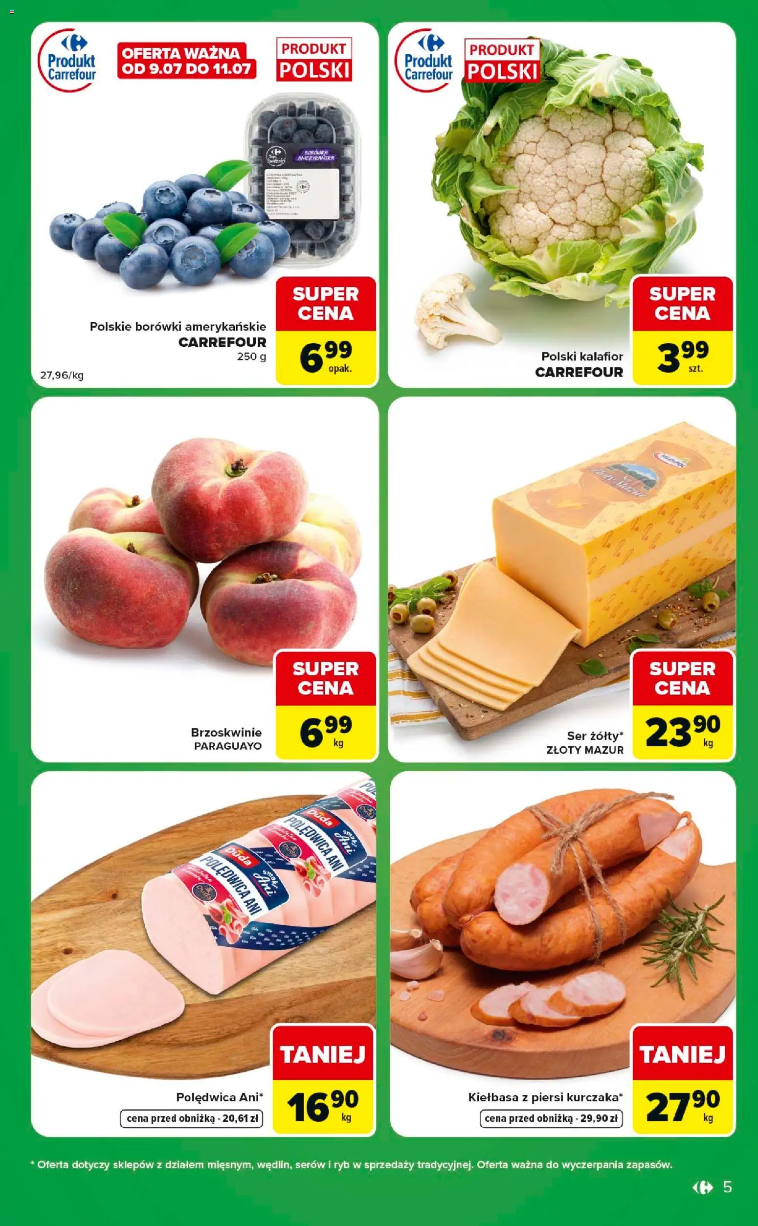 Carrefour gazetka - Express od 07.07.2026 | Strona: 5 | Produkty: Kiełbasa, Piersi, Ser, Brzoskwinie