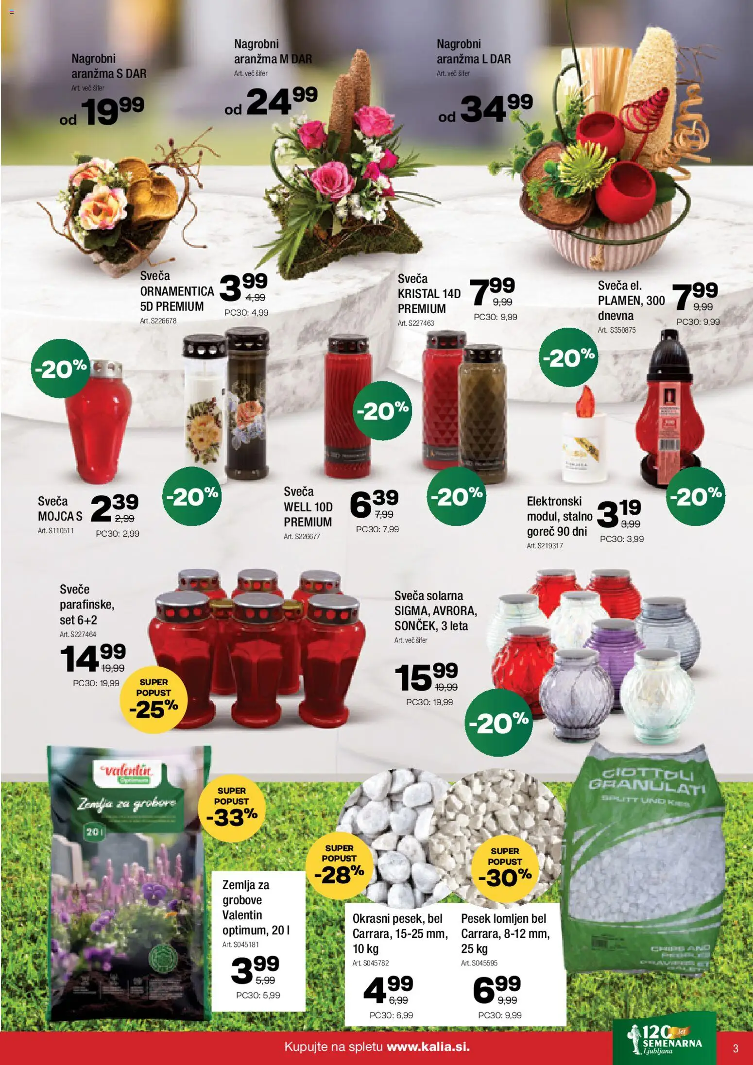 Novi Kalia katalog ponudbe – veljaven od 31.08.2026 | Stran: 3 | Izdelki: Žemlja, Sveča, Svece