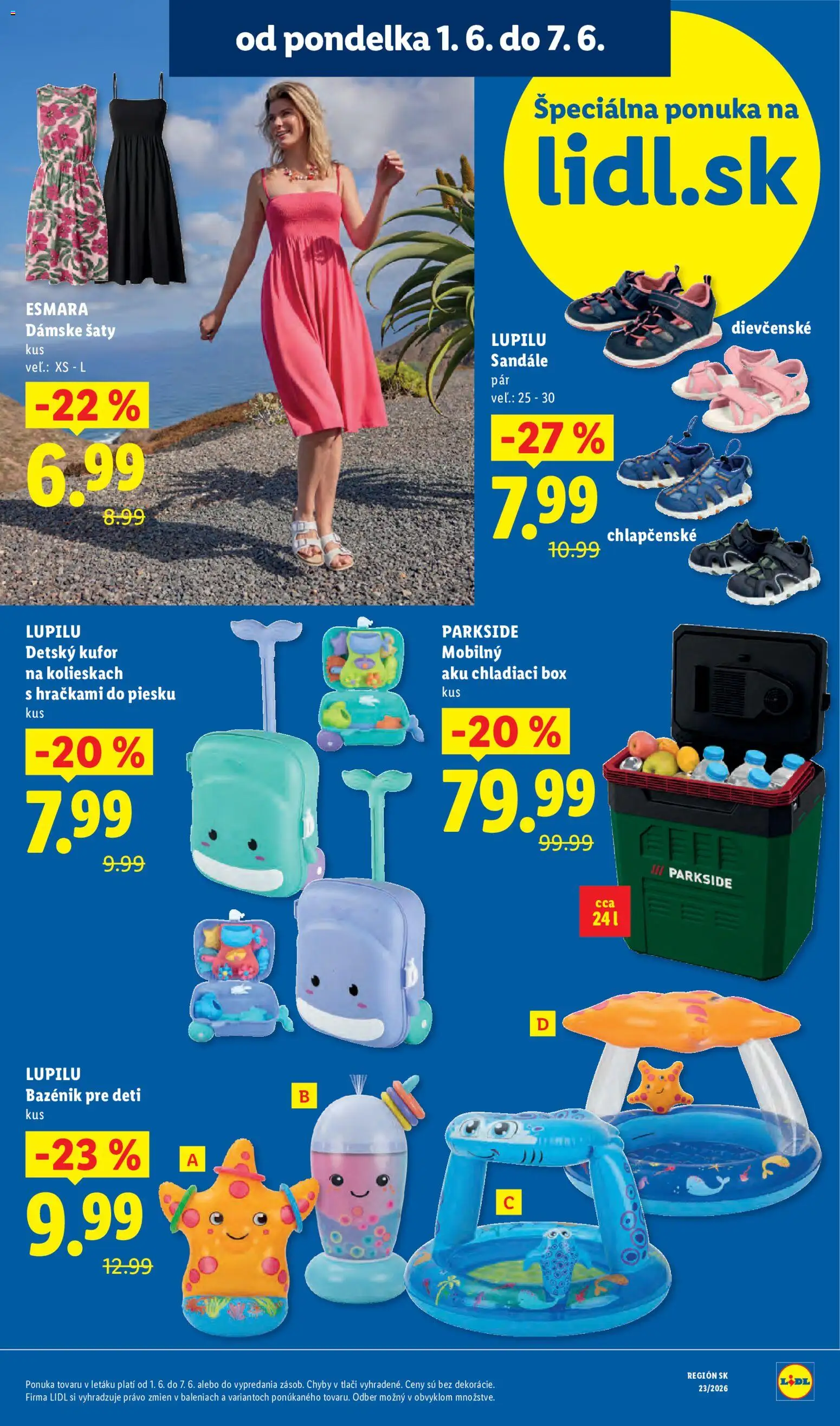 Nové Lidl akcie – leták je platný od 01.06.2026 | Strana: 13 | Produkty: Chladiaci box, Aku, Parkside, Kufor