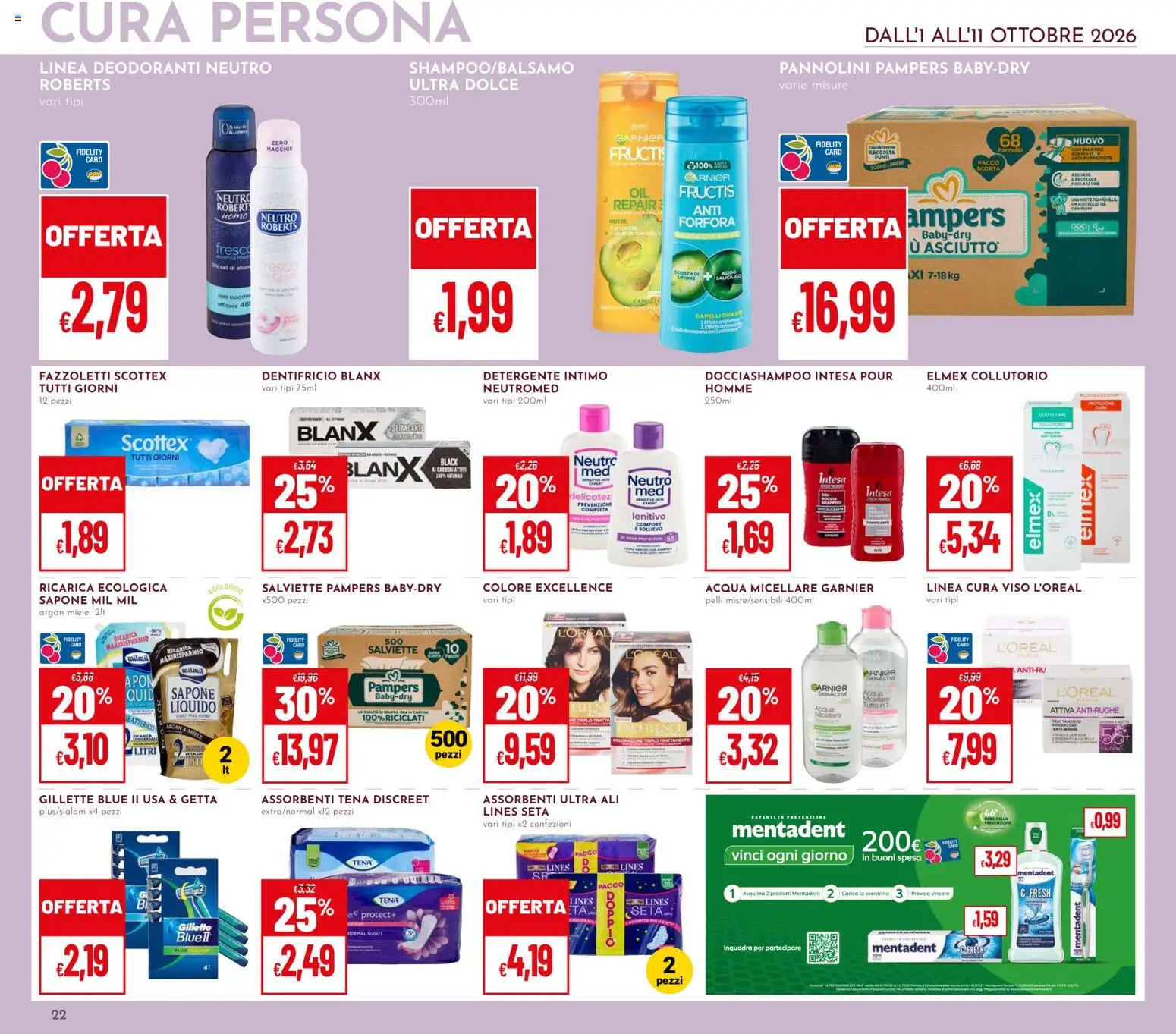 Volantino Pan del 01/10/2026 | Pagina: 22 | Prodotti: Acqua micellare, Dentifricio, Detergente, Assorbenti