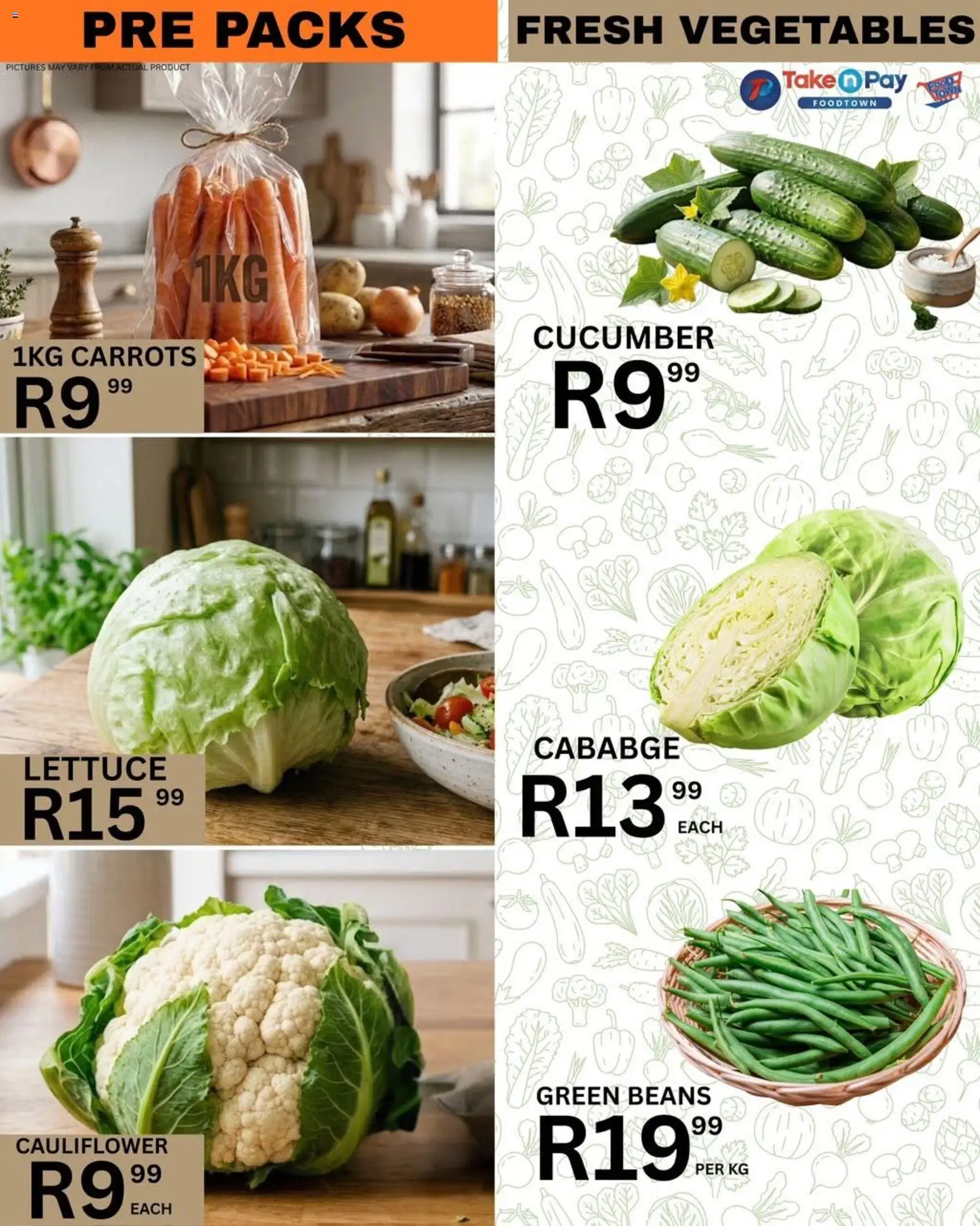 New Take n Pay catalogue – valid from 30/06/2026 | Page: 6 | Products: Cauliflower, Beans, Carrots, Vegetables