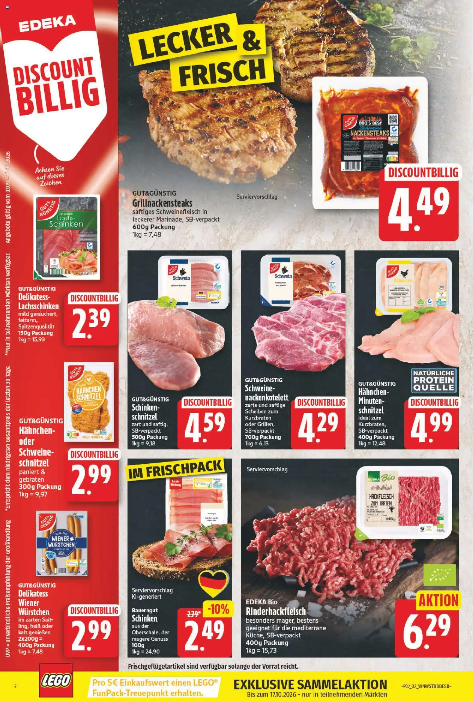 NP Discount Prospekt – gültig ab 07.09.2026 | Seite: 3 | Produkte: Hahnchen, Schnitzel, Schinken, Hackfleisch