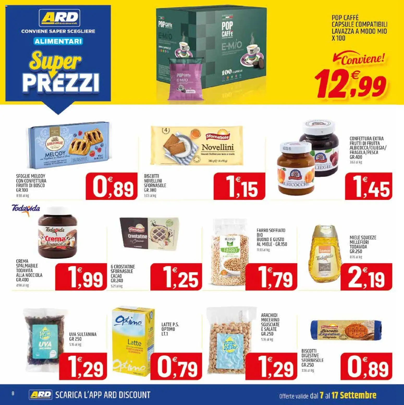 Volantino ARD Discount del 07/09/2026 | Pagina: 8 | Prodotti: Crema, Biscotti, Crostatine, Cacao