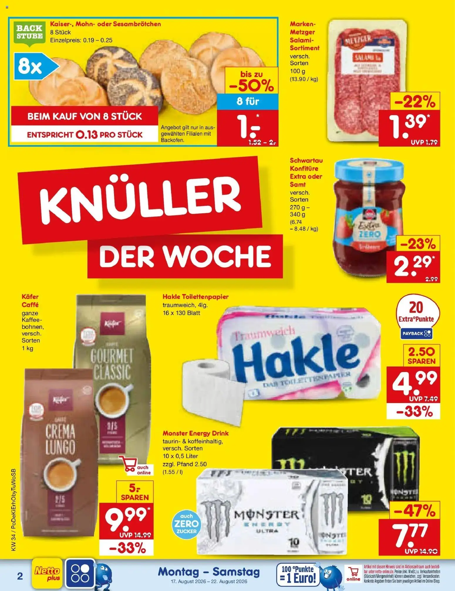 Netto Marken-Discount Prospekt Mauern – gültig ab 17.08.2026 | Seite: 2 | Produkte: Energy, Kaffee, Monster, Toilettenpapier