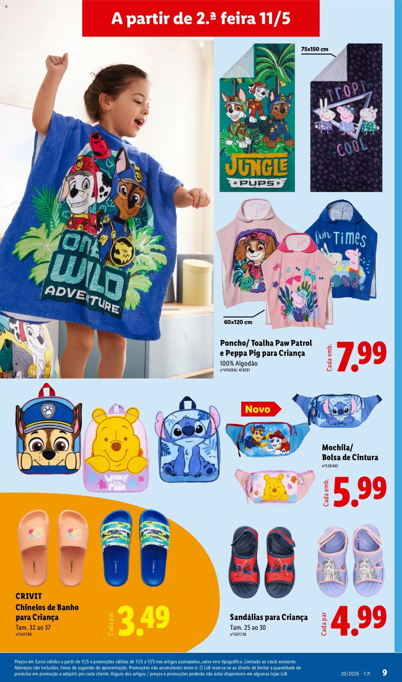 Lidl Novidades │ válido de 11.05.2026 | Página: 9 | Produtos: Chinelos, Bolsa, Algodão, Sandálias