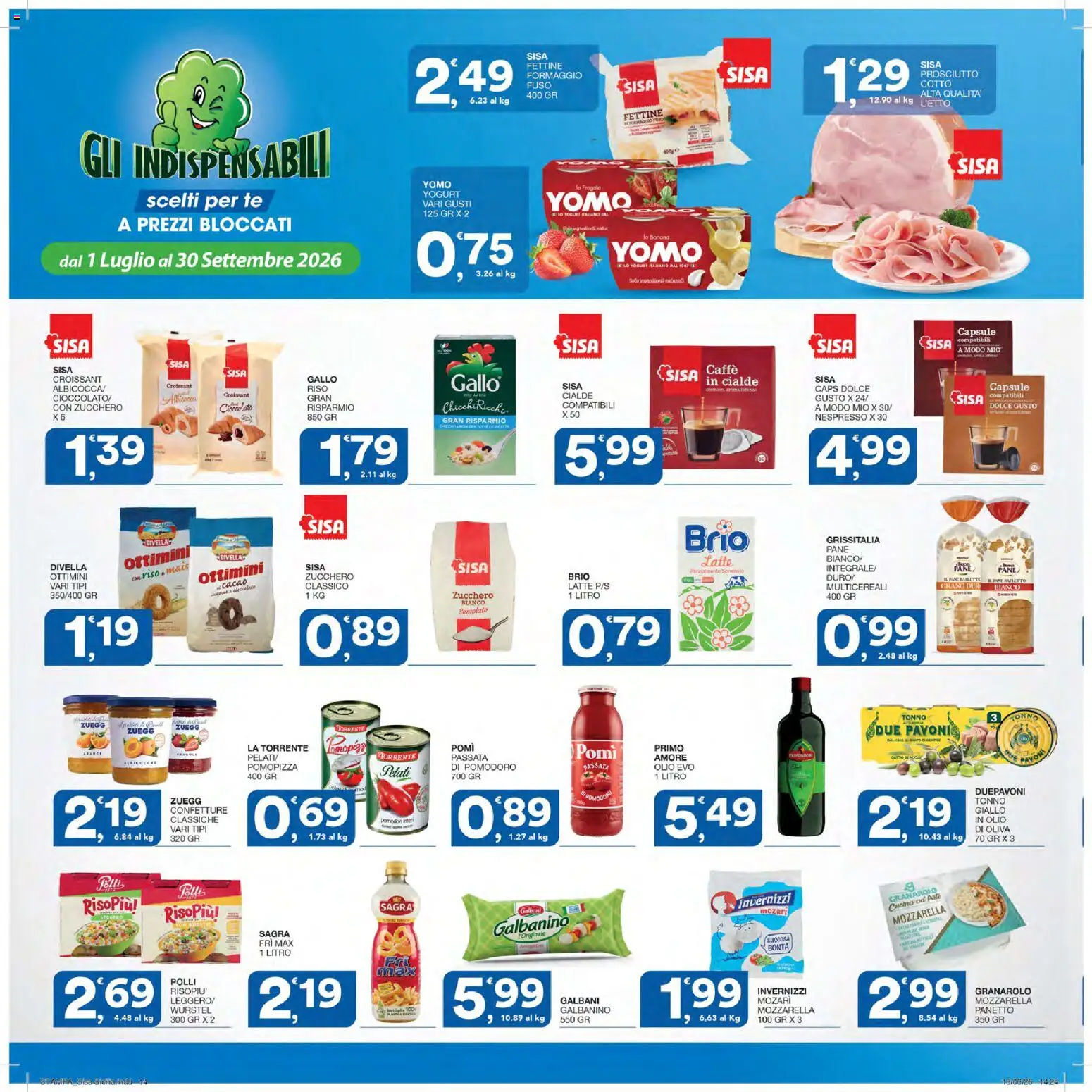 Volantino SISA del 02/07/2026 | Pagina: 14 | Prodotti: Yogurt, Caffè, Pomodoro, Pomodori