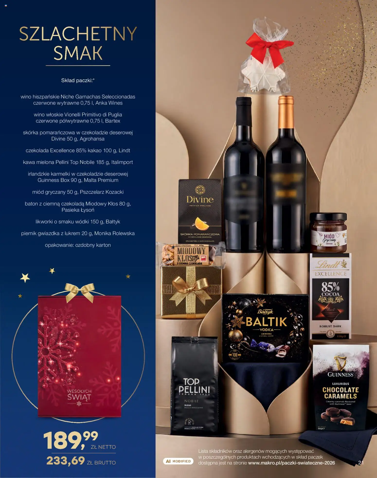 Makro gazetka - Świat prezentów od 01.11.2026 | Strona: 21 | Produkty: Primitivo di puglia, Miód gryczany, Baton, Wino