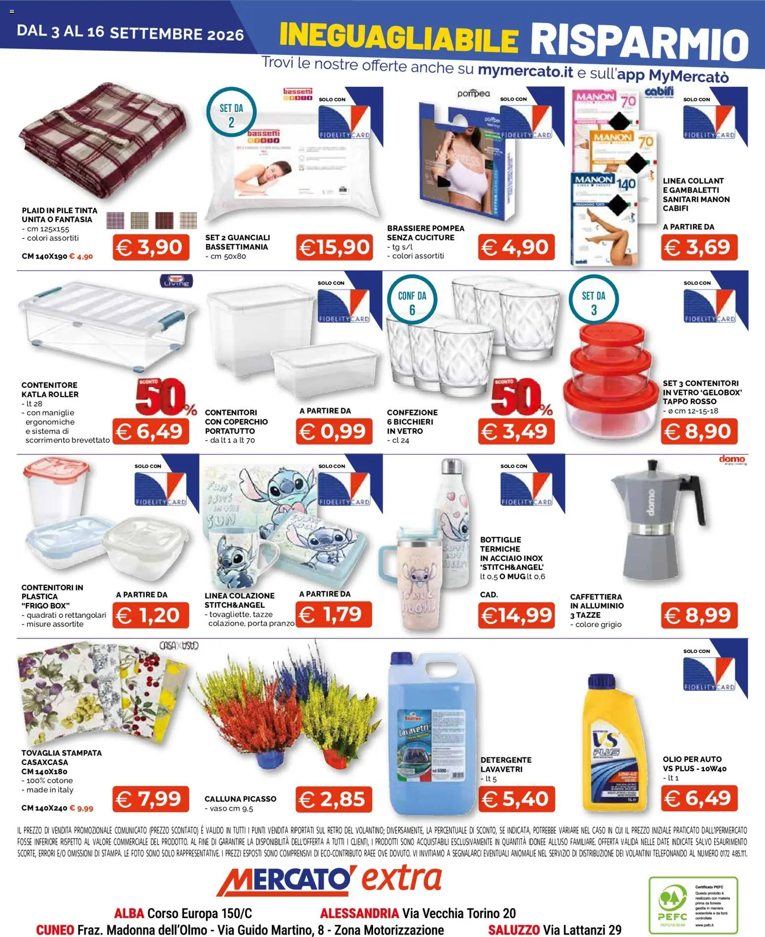 Volantino Mercatò del 03/09/2026 | Pagina: 2 | Prodotti: Plaid, Alluminio, Tovaglia, Vaso