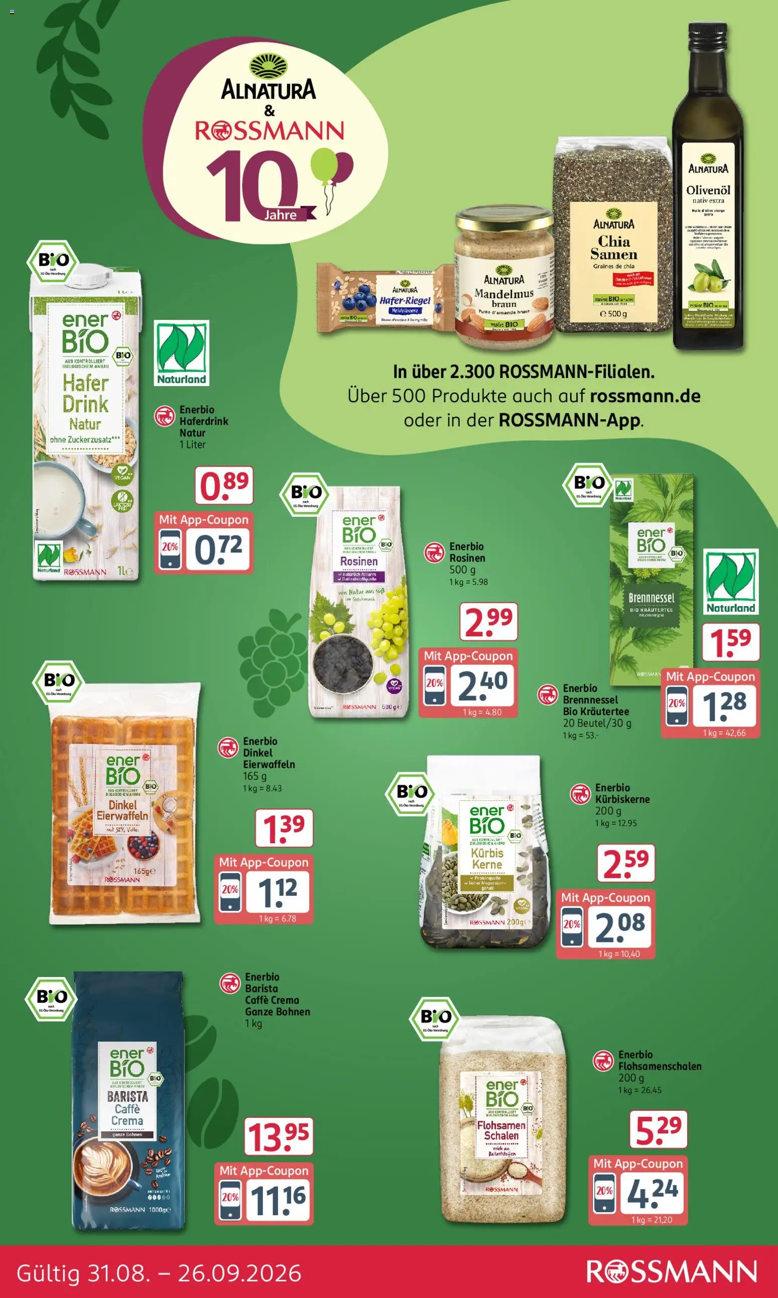 Rossmann Prospekt – gültig ab 31.08.2026 | Seite: 7 | Produkte: Haferdrink, Kräutertee, Rosinen, Kürbis