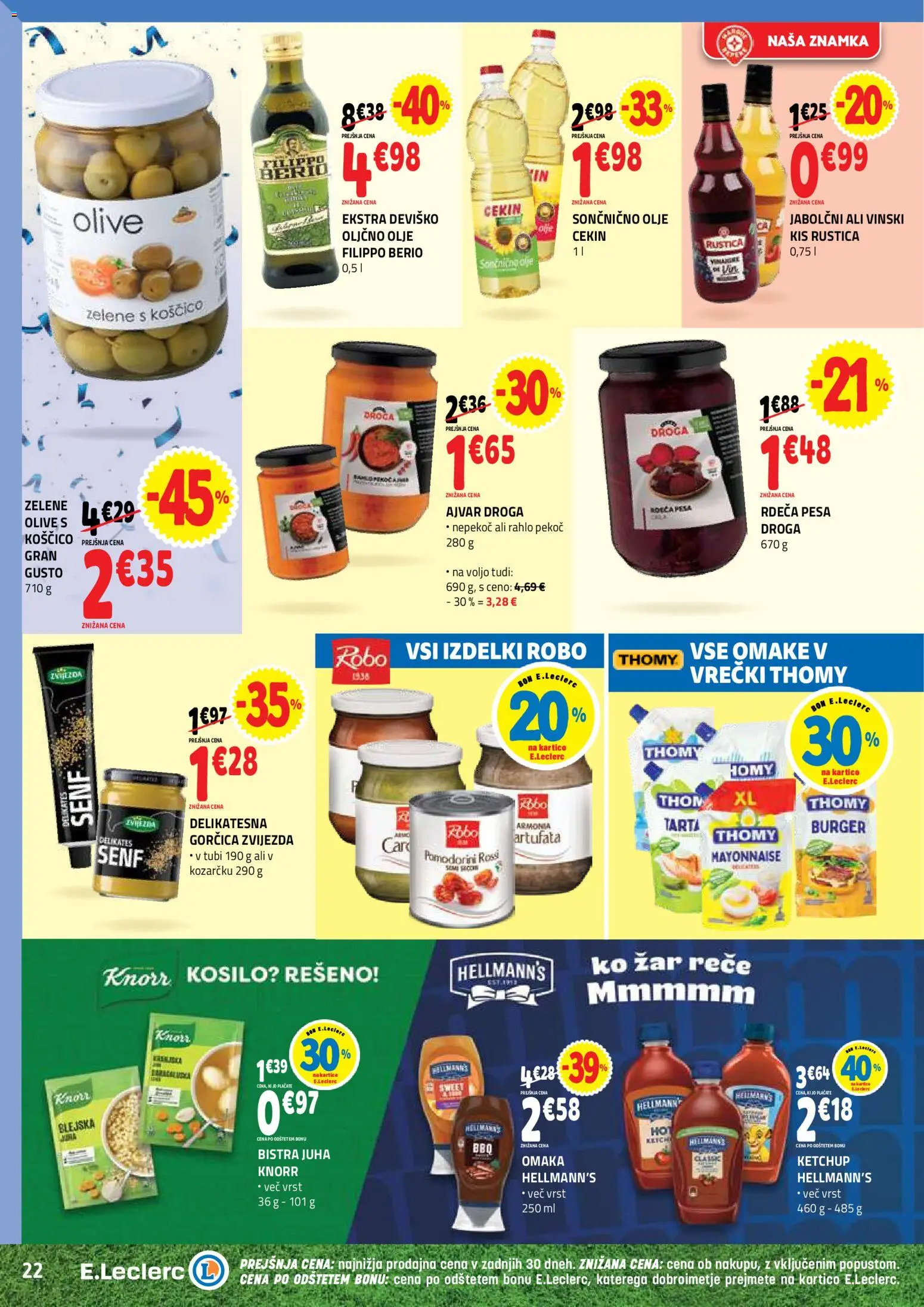 Novi E.leclerc katalog ponudbe – veljaven od 03.06.2026 | Stran: 22 | Izdelki: Juha, Olive, Olje, Pesa