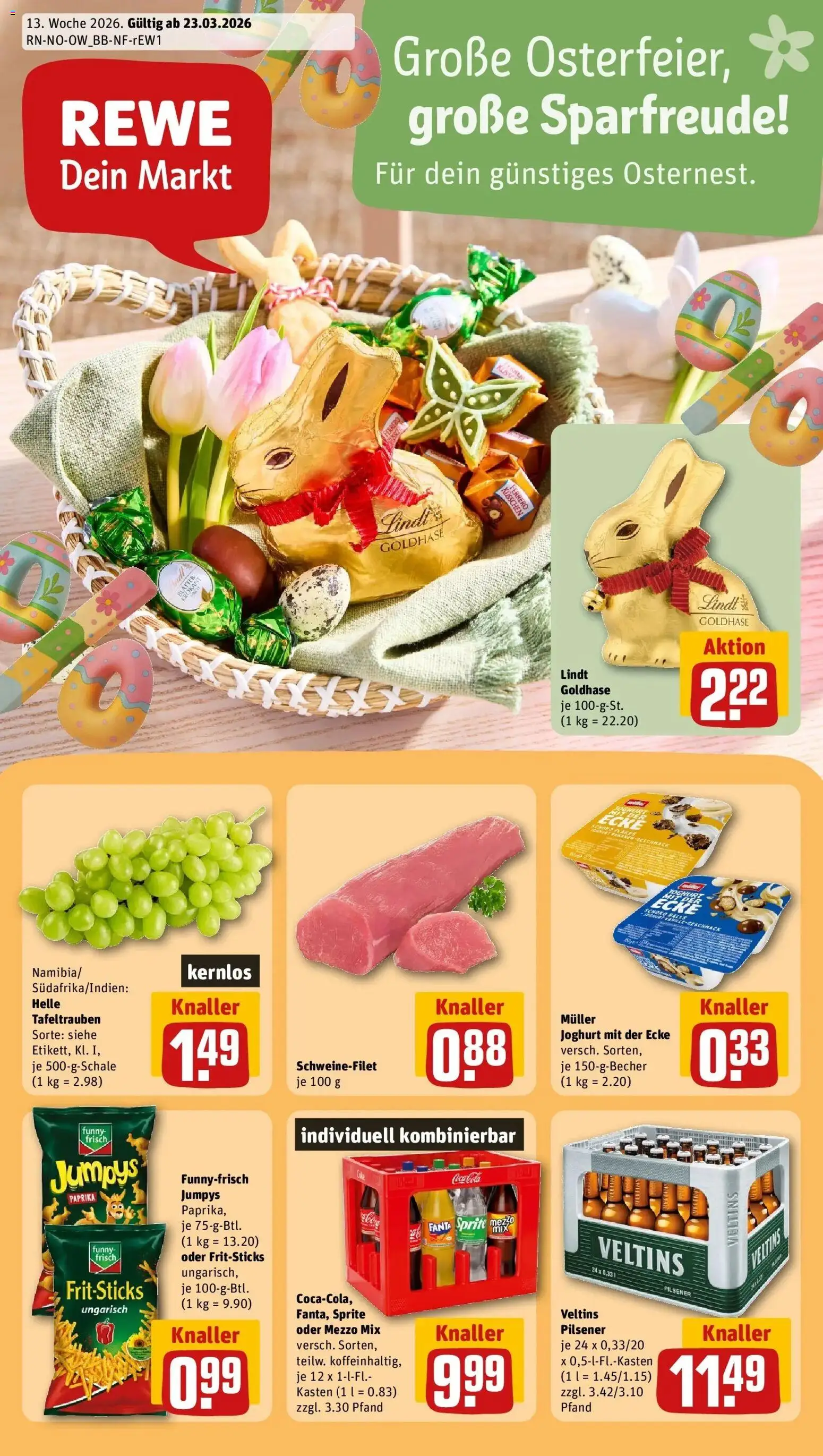 Rewe Prospekt Paderborn/Sennelager	 – gültig ab 23.03.2026 | Seite: 1 | Produkte: Coca cola, Fanta, Oder mezzo mix, Chips