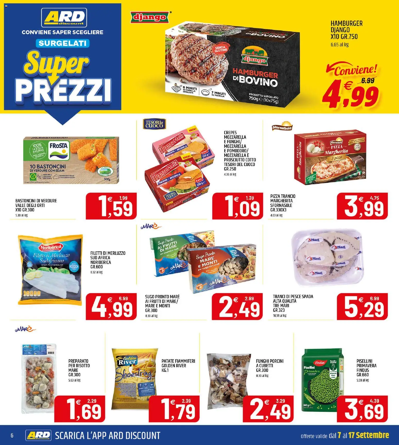 Volantino ARD Discount del 07/09/2026 | Pagina: 6 | Prodotti: Mozzarella, Edam, Funghi, Padella