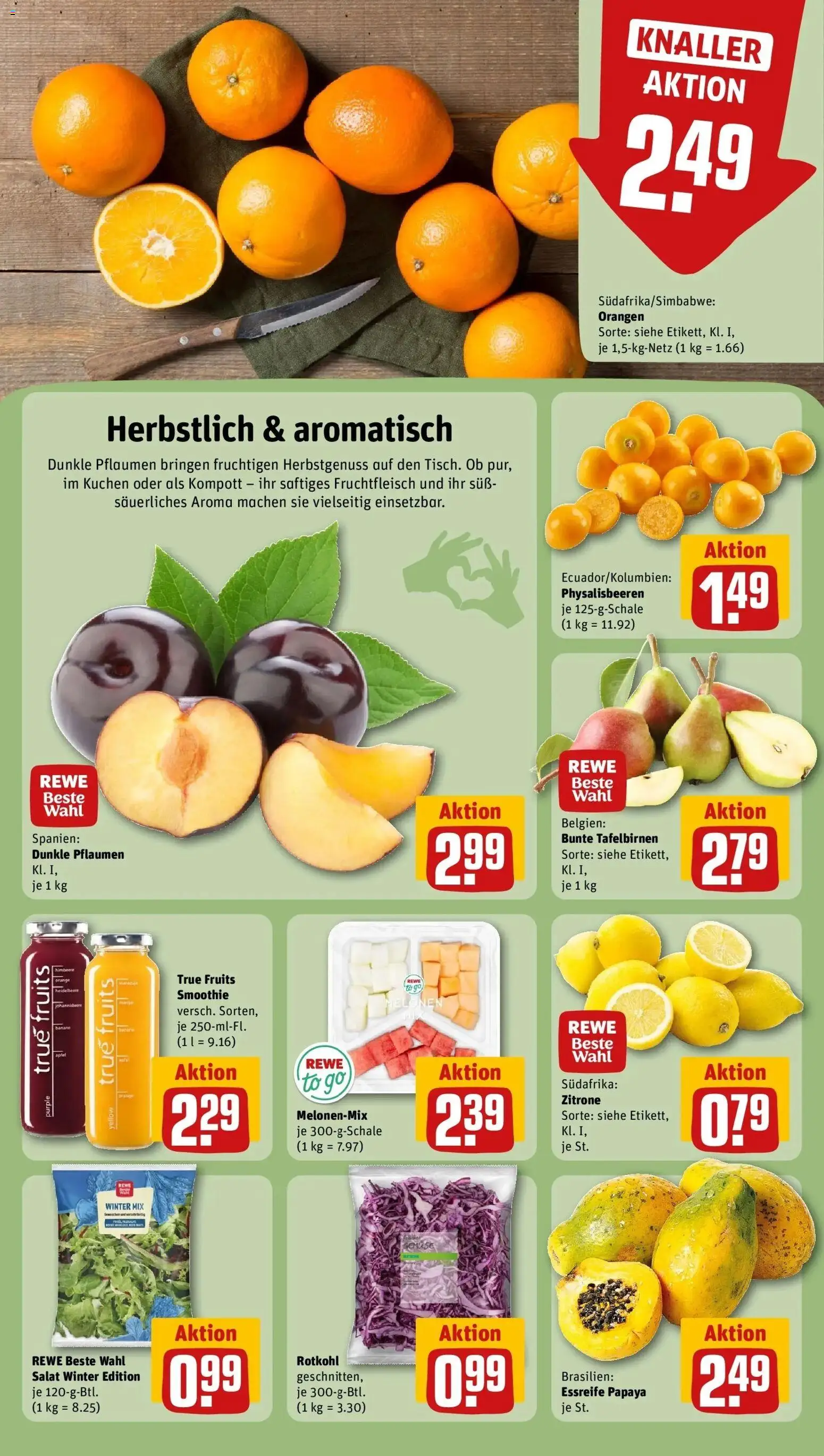 REWE Prospekt ab 05.10.2026 zum Blättern » Angebote | Seite: 8 | Produkte: Rotkohl, Orangen, Gemüse, Salat