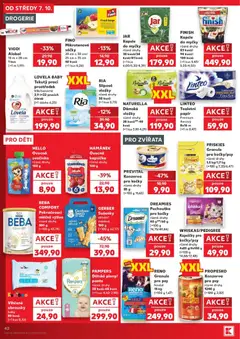 Náhled letáku Kaufland leták od 07.10.2026 | Strana: 42 | Produkty: Vlhčené ubrousky, Granule, Beba, Mléčná výživa