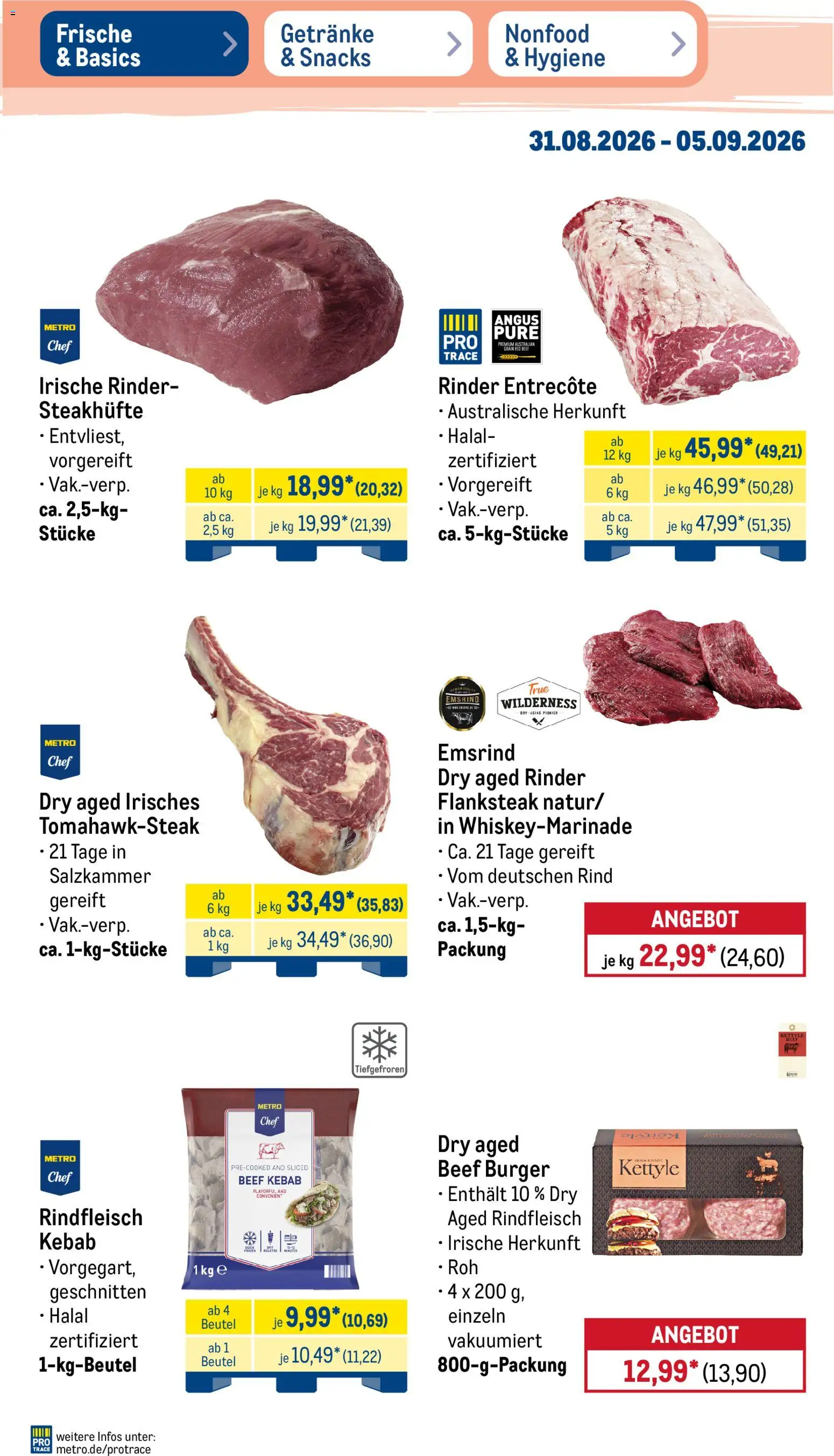 Metro Prospekt – gültig ab 31.08.2026 | Seite: 3 | Produkte: Burger, Entrecote, Rindfleisch