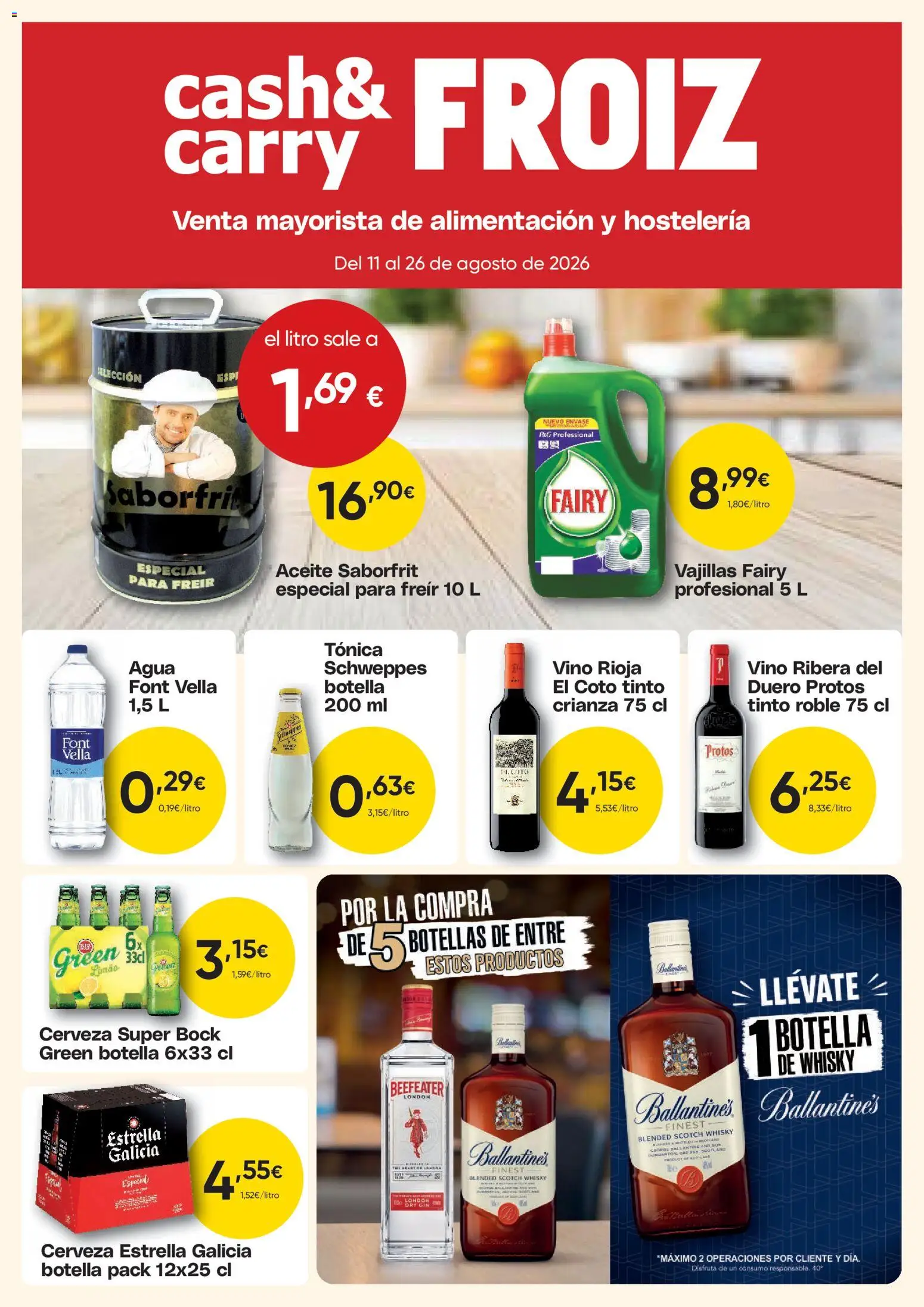 Froiz - Folleto Cash │ válido desde el 11/08/2026 | Página: 1 | Productos: Vino, Cerveza, Ballantine’s, Agua