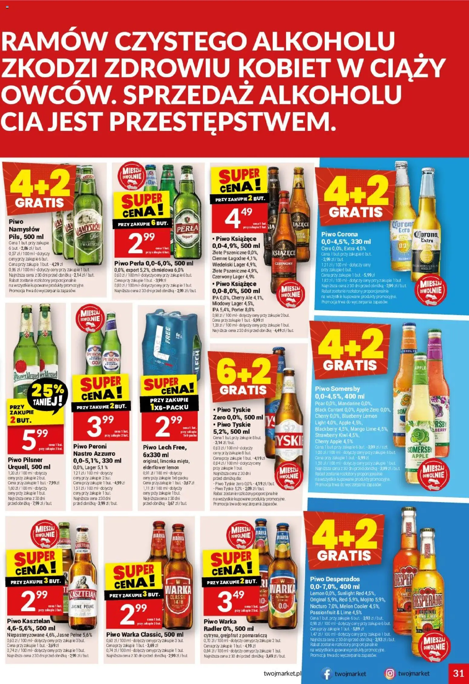 Twój Market gazetka od 10.06.2026 | Strona: 31 | Produkty: Limonka, Piwo perła, Piwo Desperados, Warka