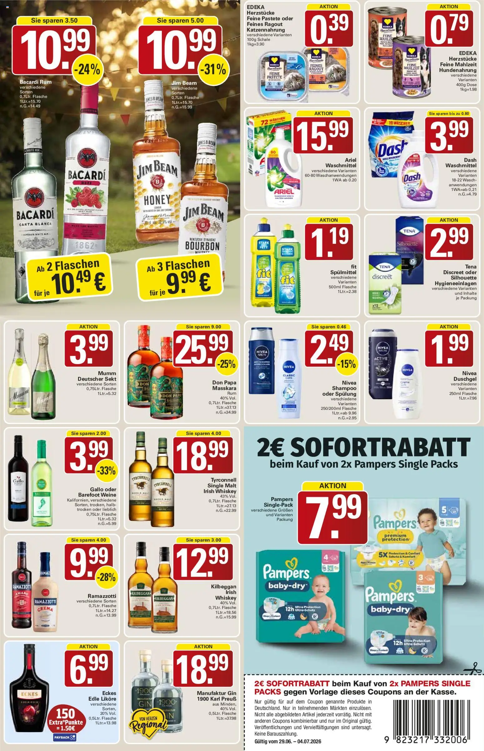 WEZ Prospekt – gültig ab 29.06.2026 | Seite: 15 | Produkte: Ariel, Rum, Duschgel, Bourbon