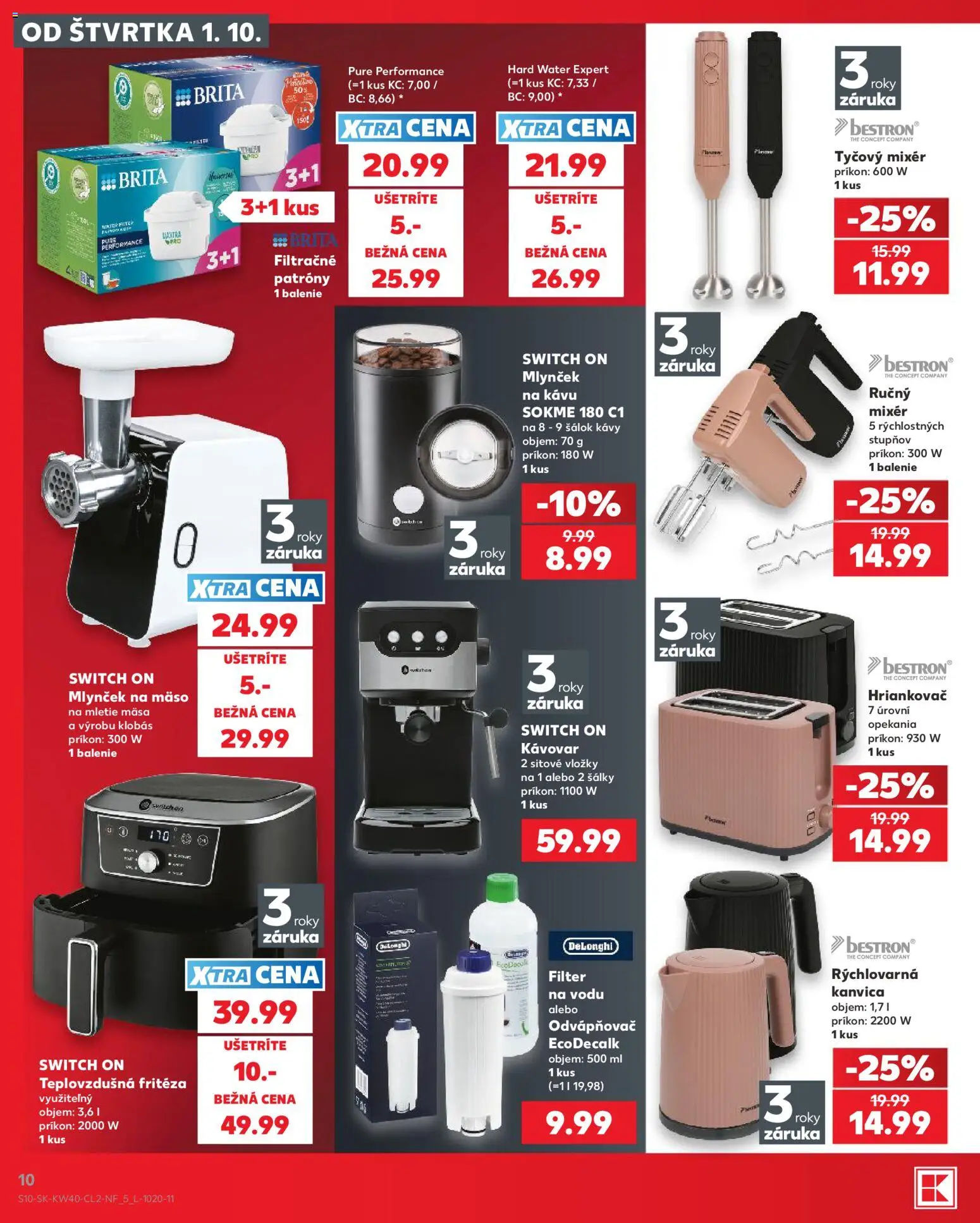 Kaufland SK akciós ujság - amely érvényes a következő dátumtól: 2026.10.01. | Oldal: 10 | Termékek: Püré, Brita, Switch, Mixer