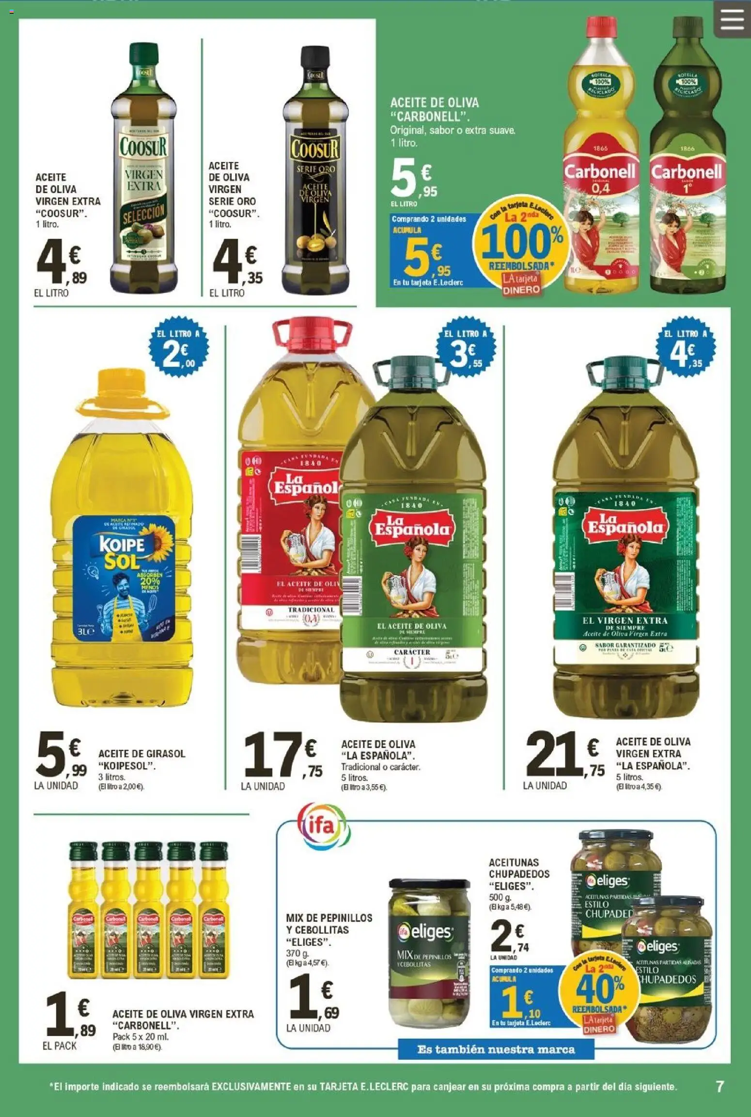 E.Leclerc Valdemoro │ válido desde el 09/09/2026 | Página: 7 | Productos: Aceitunas, Aceite de oliva, Aceite de oliva virgen extra, Aceite de girasol