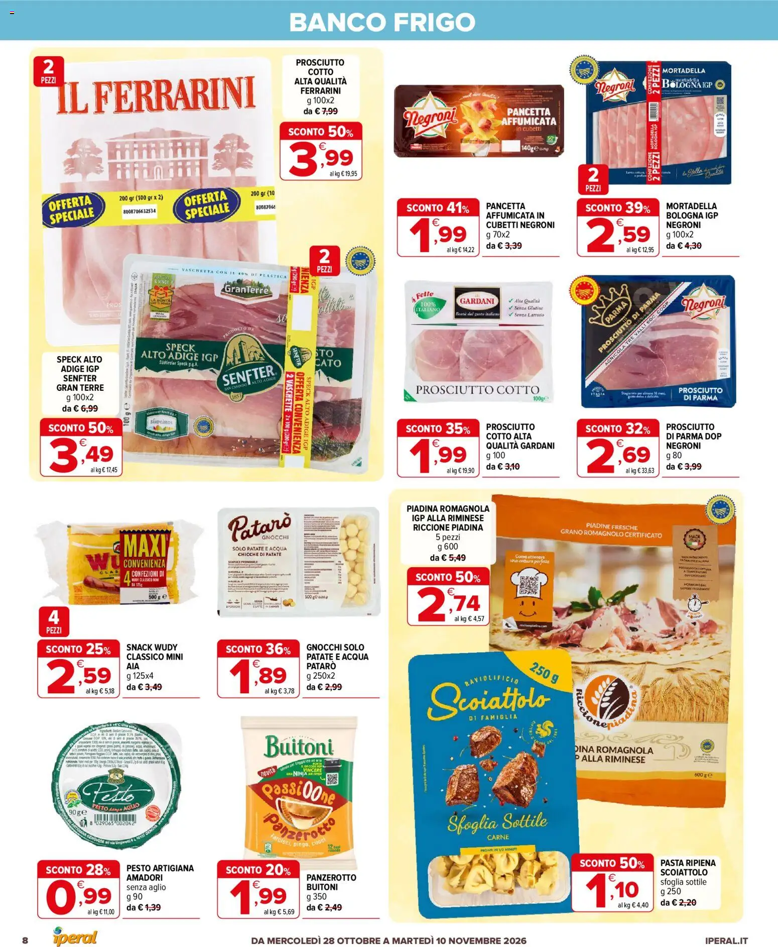Volantino Iperal del 28/10/2026 | Pagina: 8 | Prodotti: Senza glutine, Pancetta, Patate, Acqua