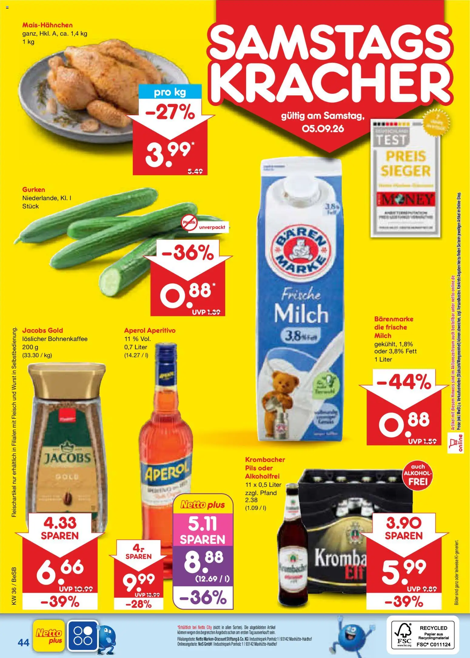 Netto Marken-Discount Prospekt – gültig ab 31.08.2026 | Seite: 56 | Produkte: Milch, Pils, Krombacher, Gurken