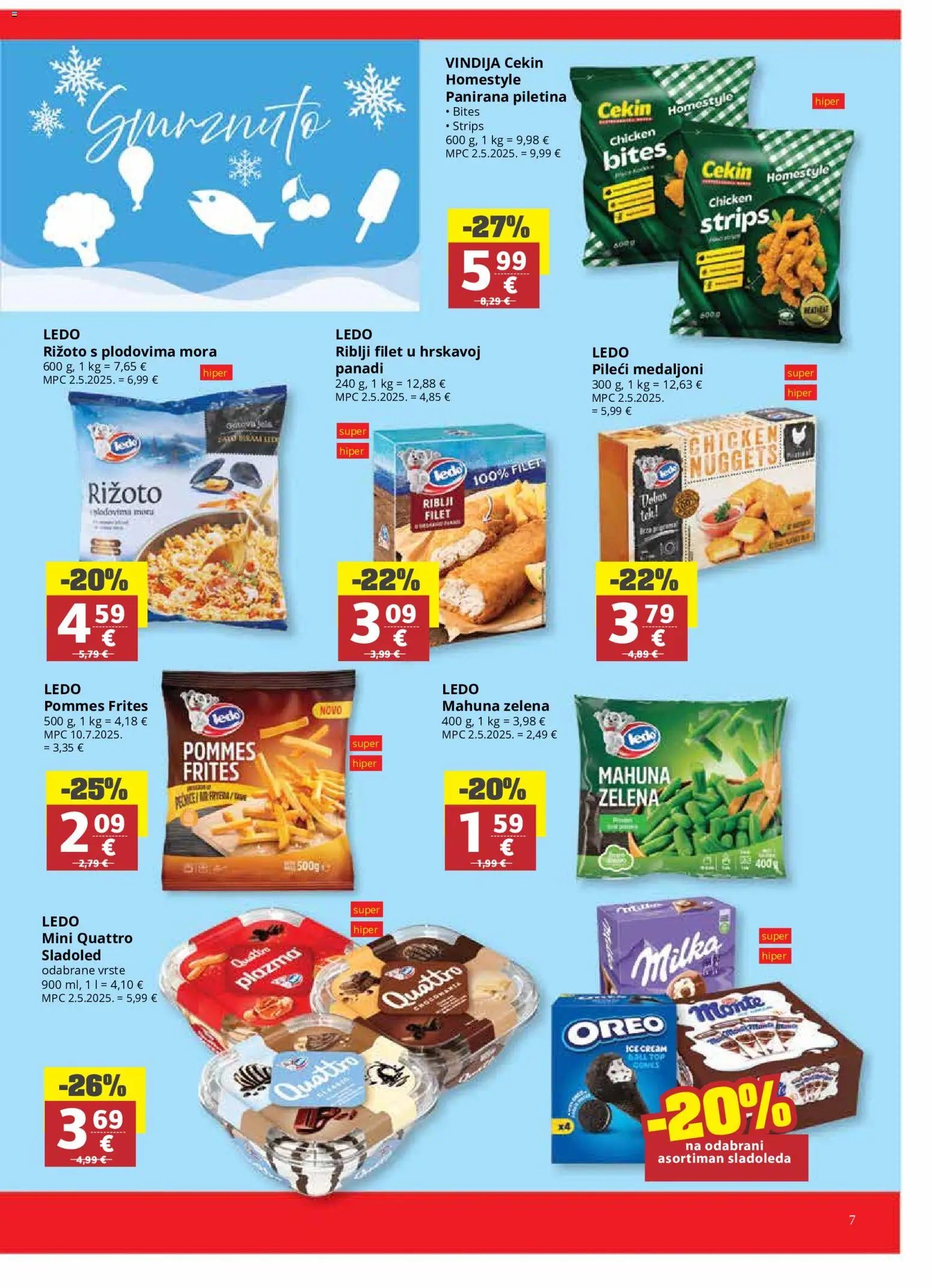Ribola katalog | vrijedi od 10.06.2026 | Stranica: 7 | Proizvodi: Vindija, Pommes frites, Ledo, Milka