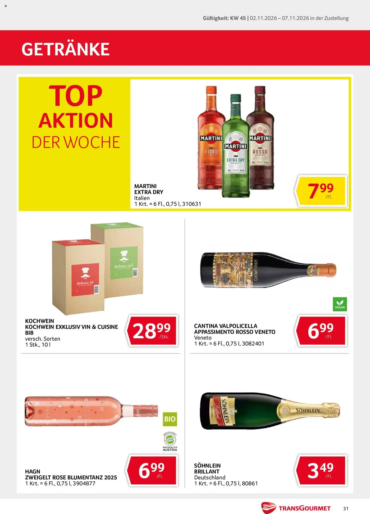 Transgourmet Flugblatt gültig ab 02.11.2026 | Seite: 31 | Produkte: Getränke
