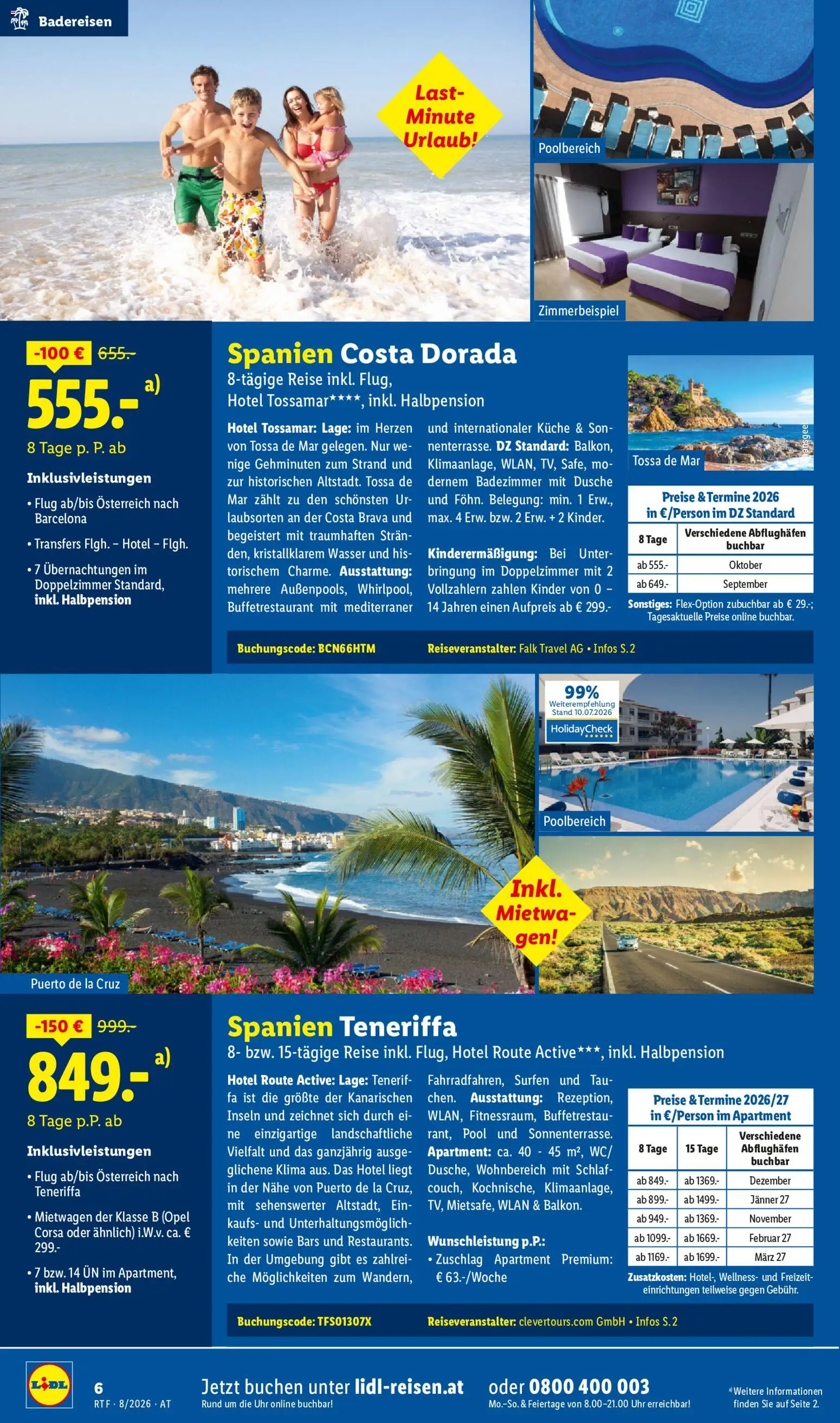 Lidl August/September Reise - Highlights gültig ab 12.08.2026 | Seite: 6 | Produkte: Wasser, Uhr, Dusche