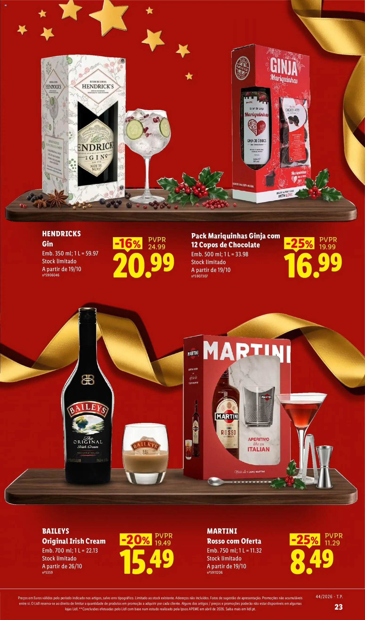 Lidl Folheto Especial Natal │ válido de 26/10/2026 | Página: 23 | Produtos: Copos, Baileys, Martini, Gin