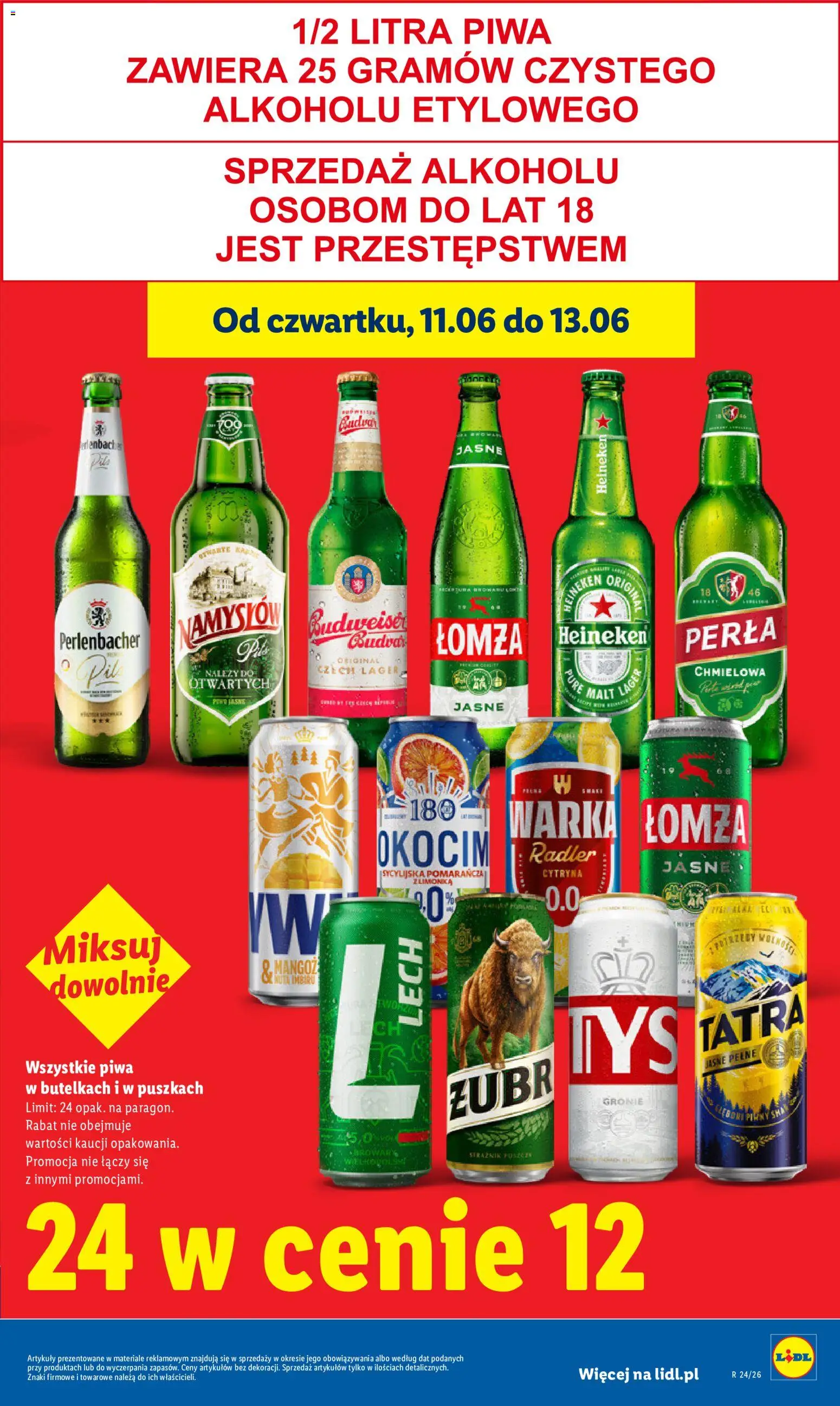 Lidl Polsko leták od 11.06.2026 | Strana: 17 | Produkty: Heineken, Radler, Perla, Perlenbacher