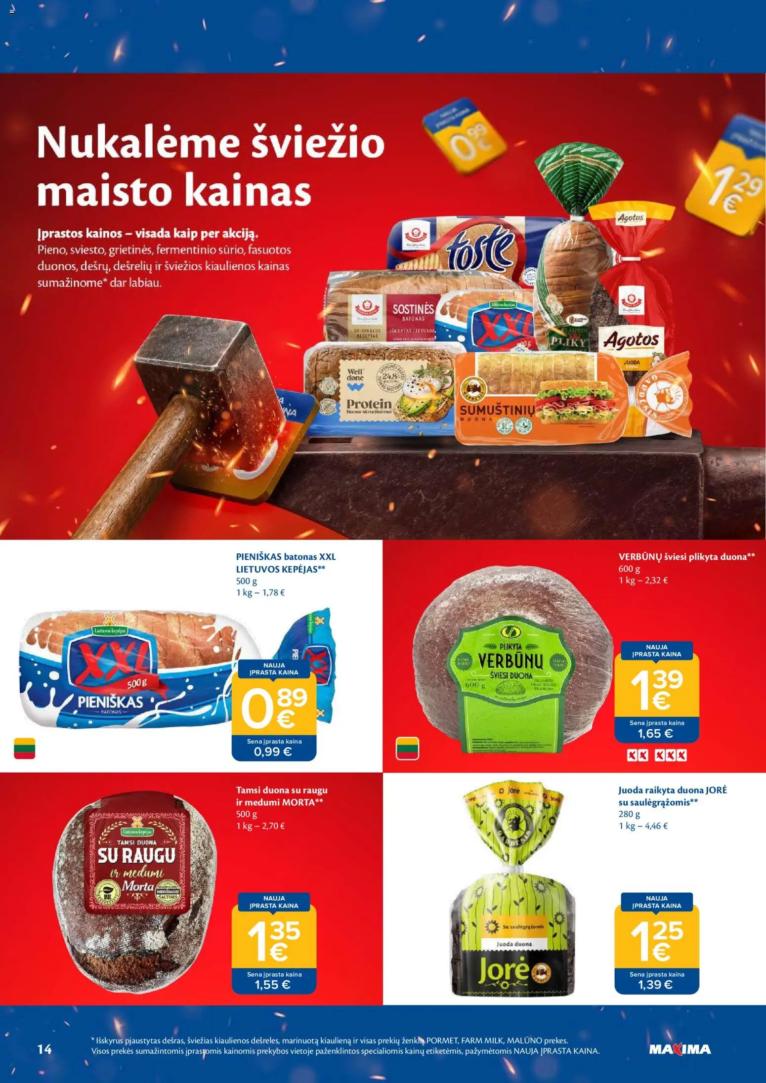 MAXIMA akcijos nuo 2026.09.01 | Puslapis: 14 | Prekių: Batonas, Kiaulienos, Duona, Kiauliena