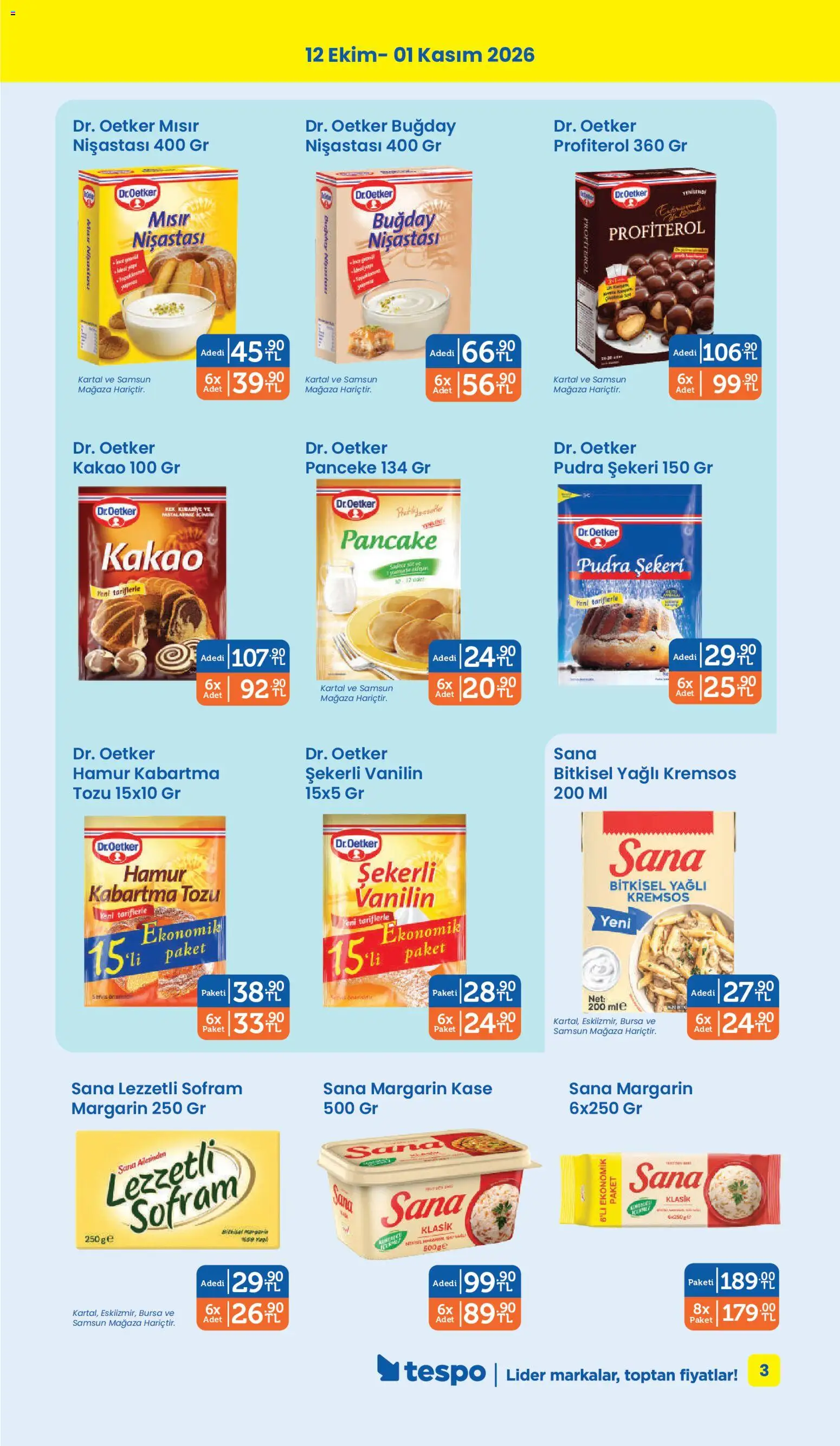 Tespo Katalog - 12 Ekim 2026 tarihinden itibaren geçerlidir | Sayfa: 3 | Ürünler: Kaşe, Kabartma tozu, Profiterol, Mısır