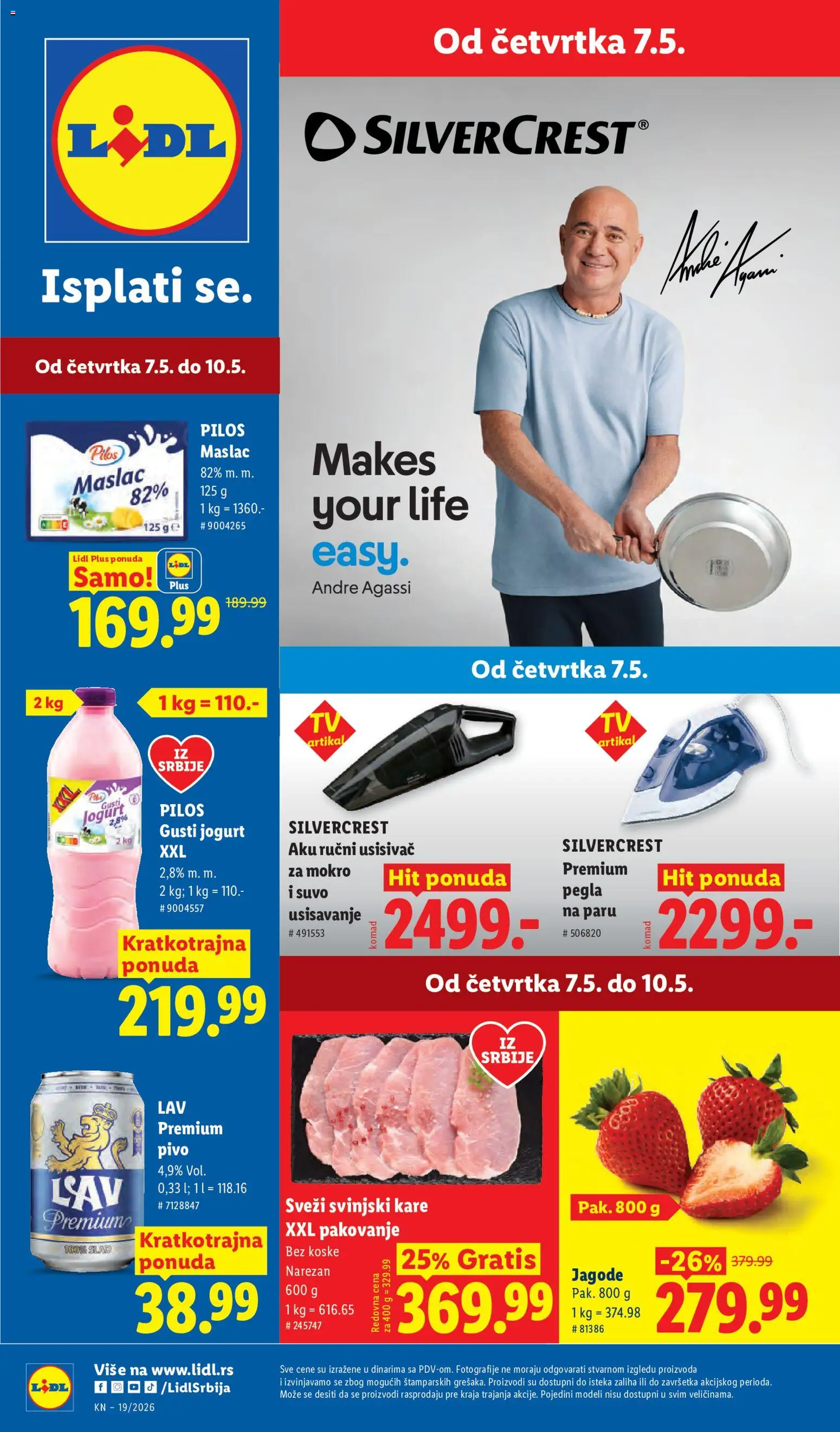 Lidl katalog - važi od 07.05.2026 | Strana: 1 | Proizvode: Usisivač, Jagode, Svinjski kare, Jogurt